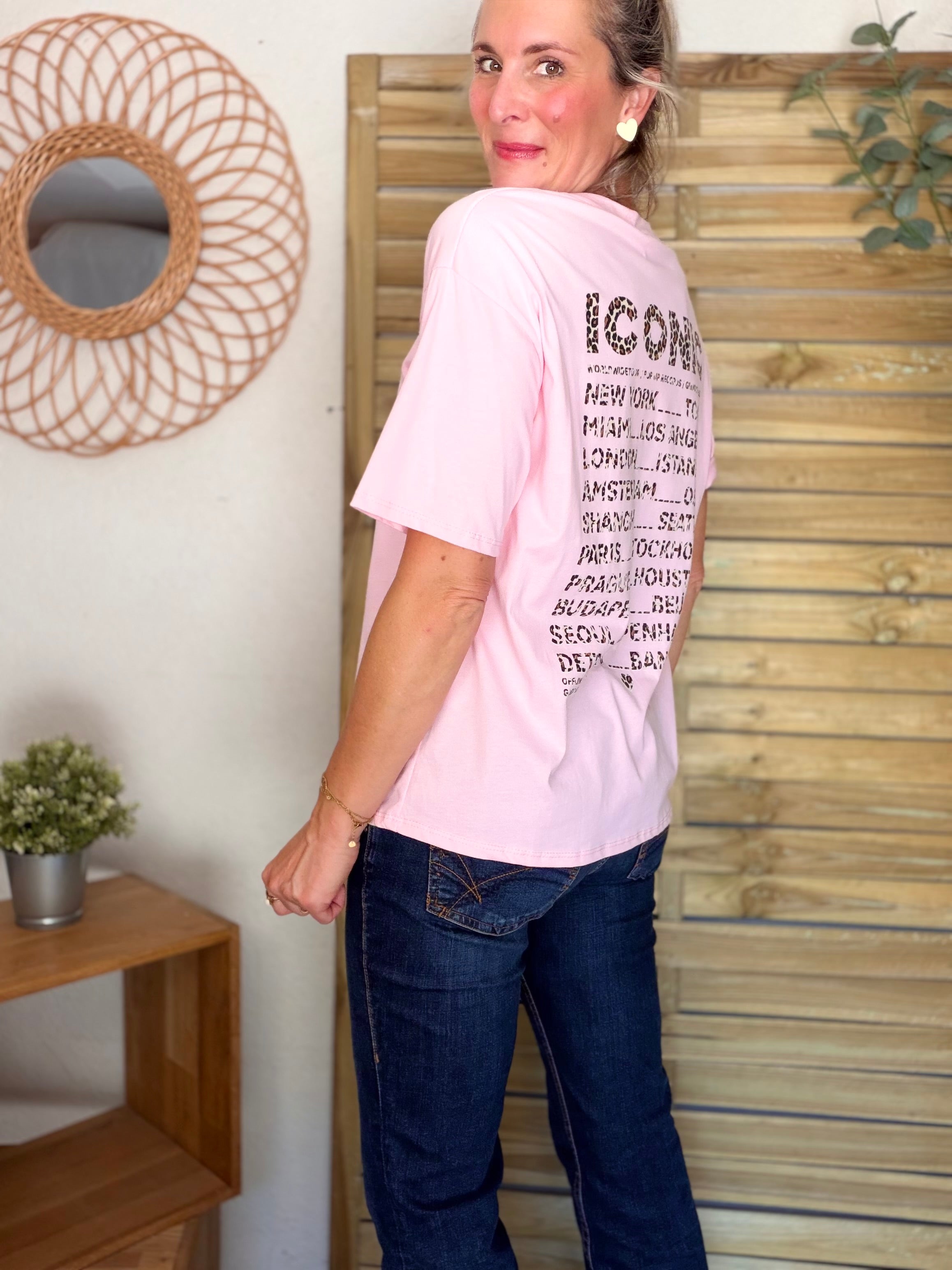 Tee shirt ICONIC Léo LÉONA Rose