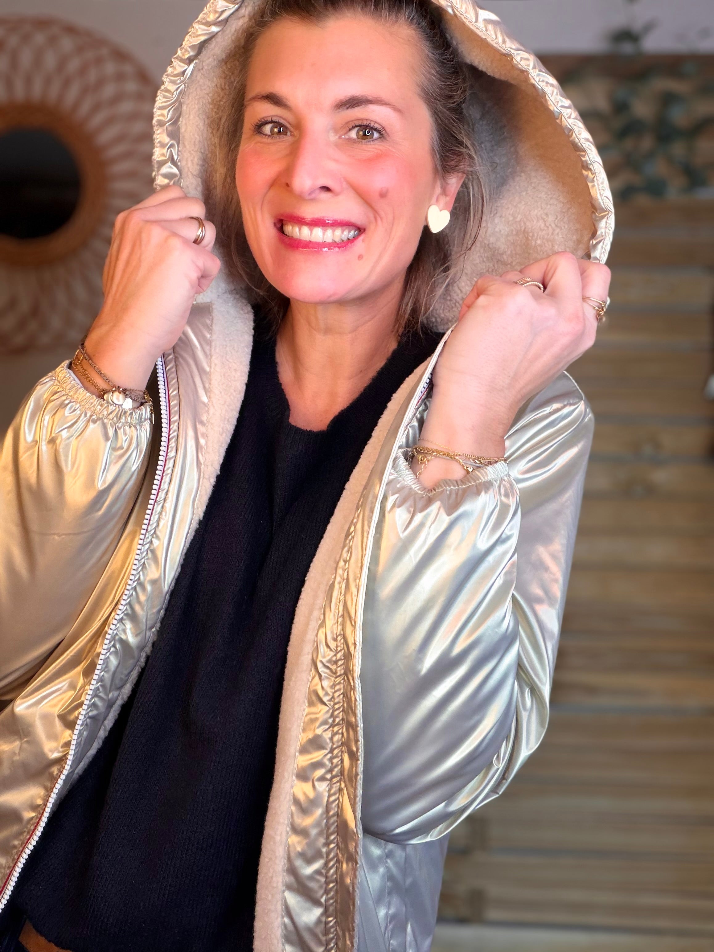 Parka Imperméable LOUISE COURT sherpa - Doré - LAURA JO (DÉSTOCKAGE sur Taille L)