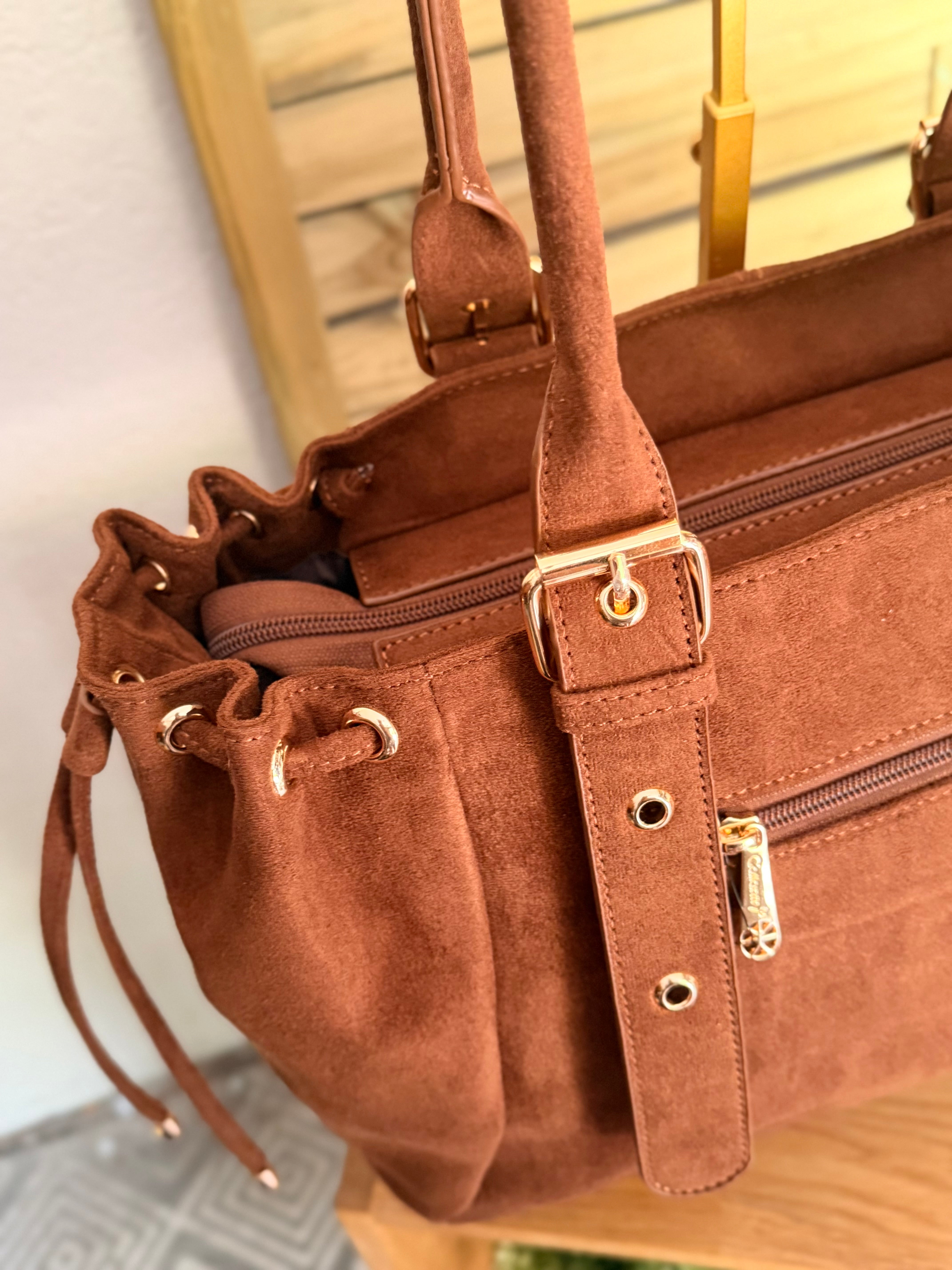 Sac cabas XL simili daim CLÉO Camel