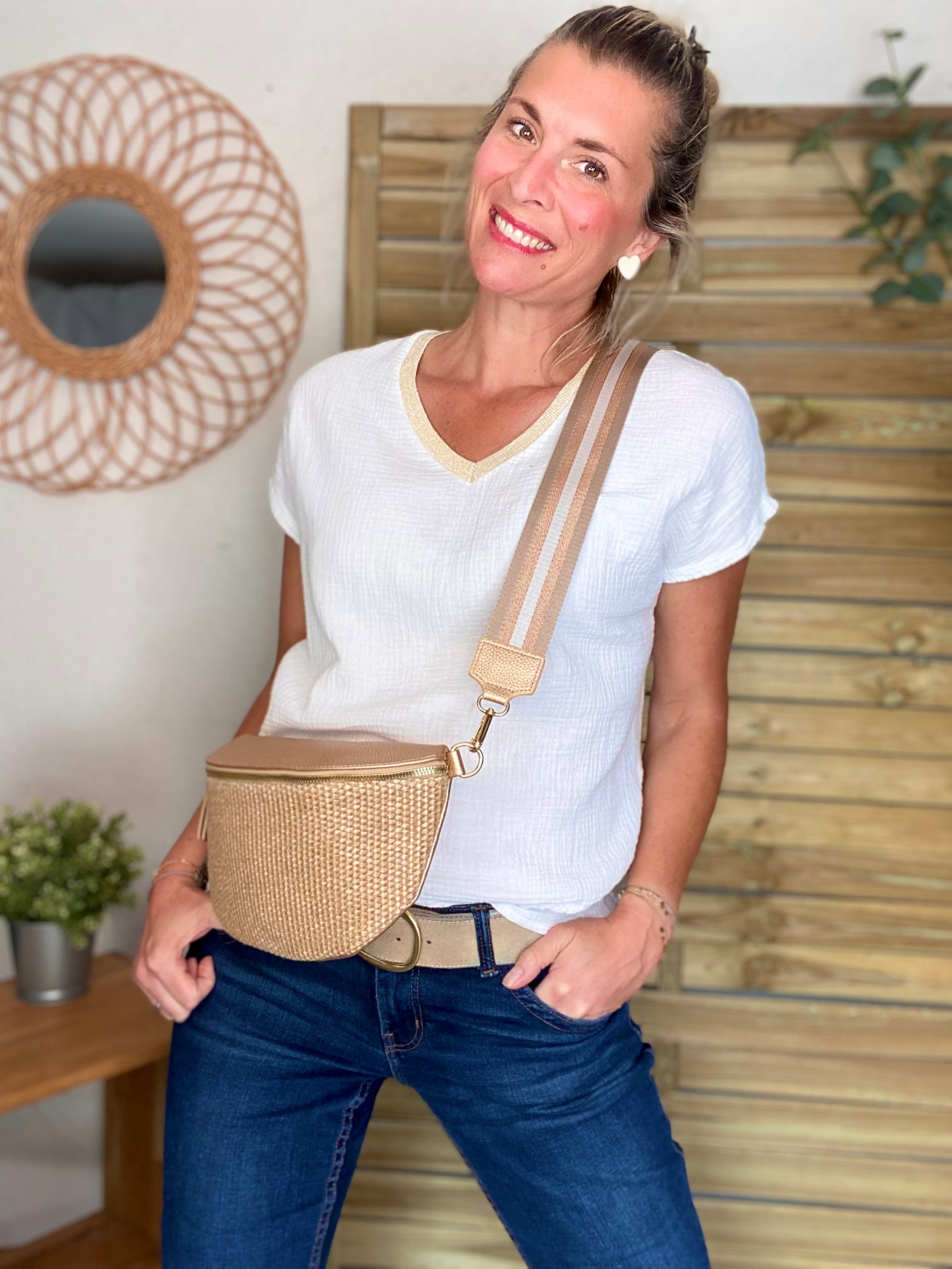 Précommande Expédition mi mai - Top en gaze de coton et lurex MARTA - Blanc