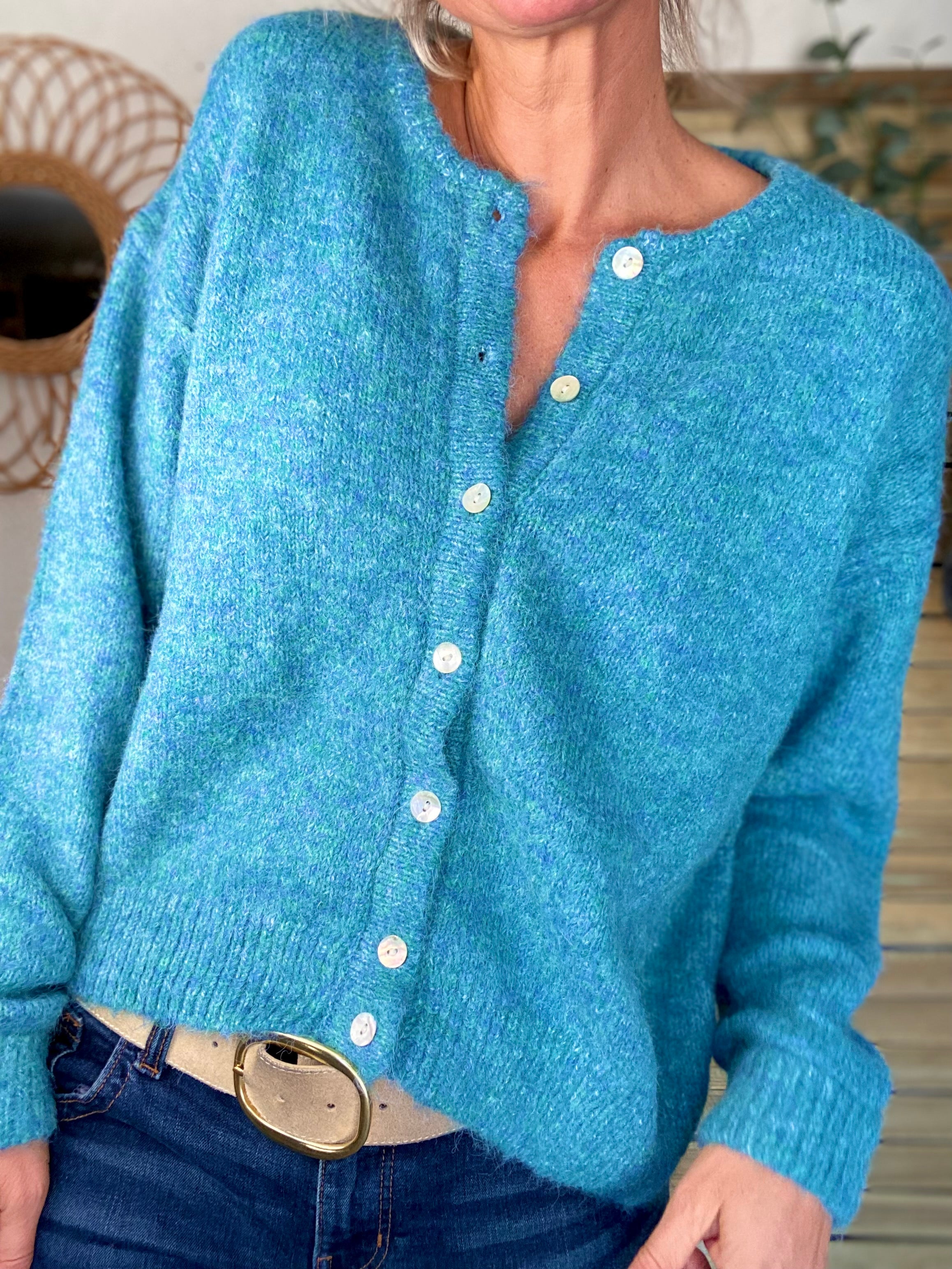 Gilet en maille MERYL - Bleu canard