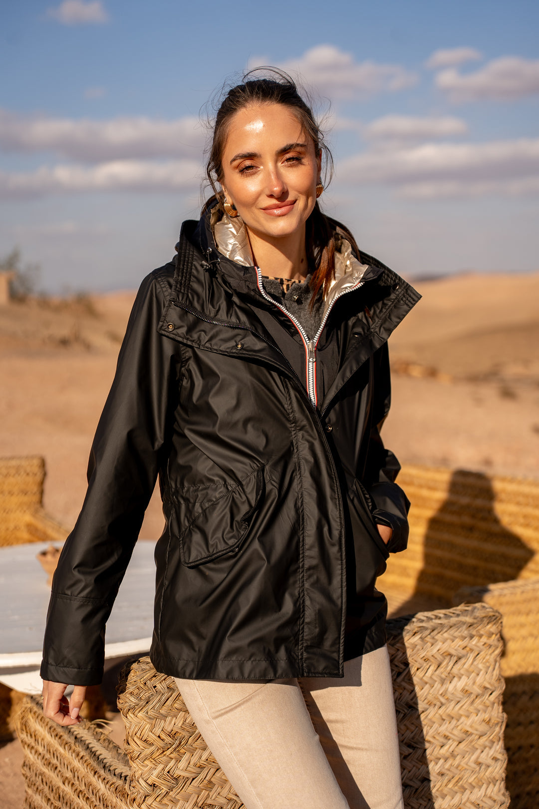 Col capuche amovible réversible  DANY - LAURA JO - Noir / Doré