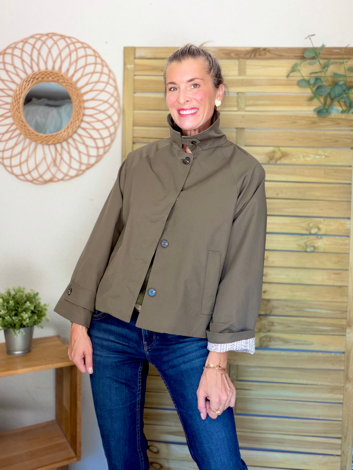 Veste Trench avec Liberty - MADELEINE Kaki
