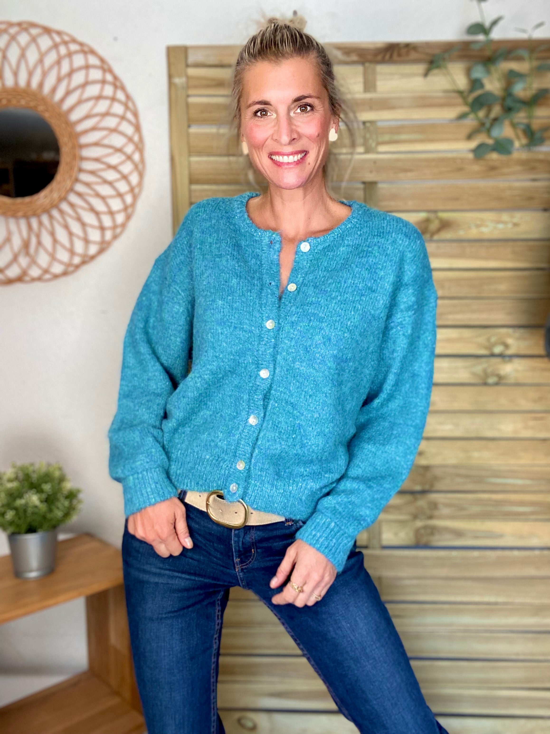 Gilet en maille MERYL - Bleu canard