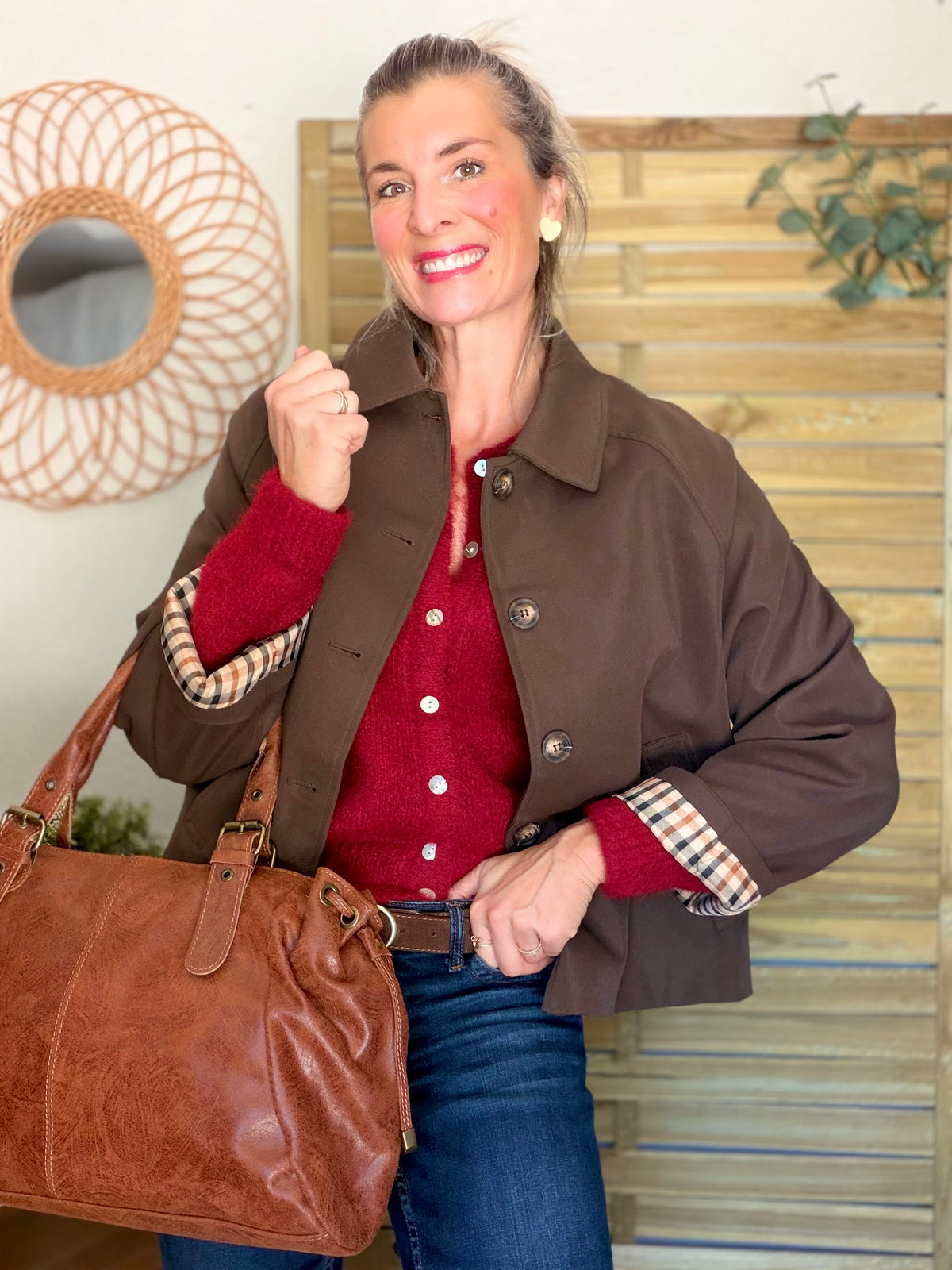 Gilet en maille MERYL - Cerise