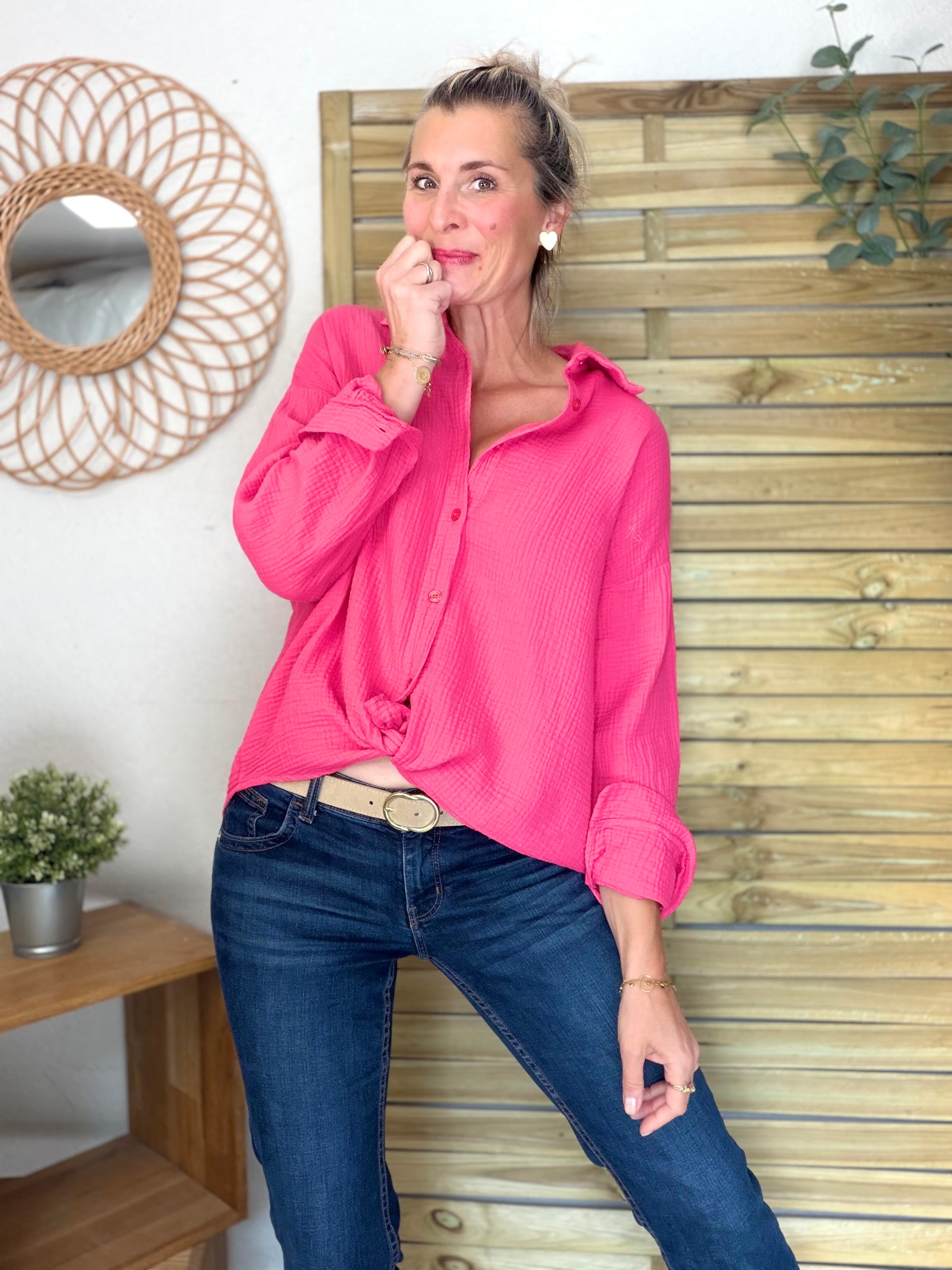 Chemise en gaze de coton ICONIC - ALANIS Rose fuschia