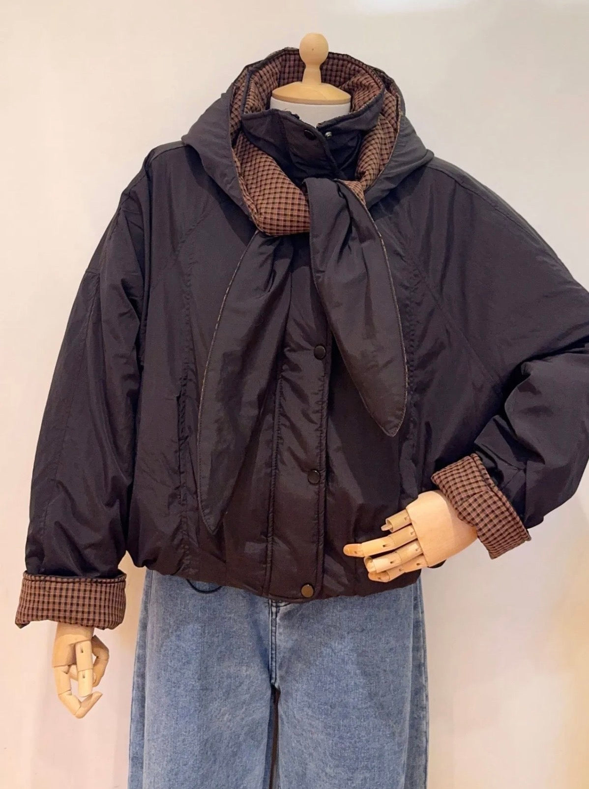 Veste matelassée capuche amovible réversible ODILE Noir