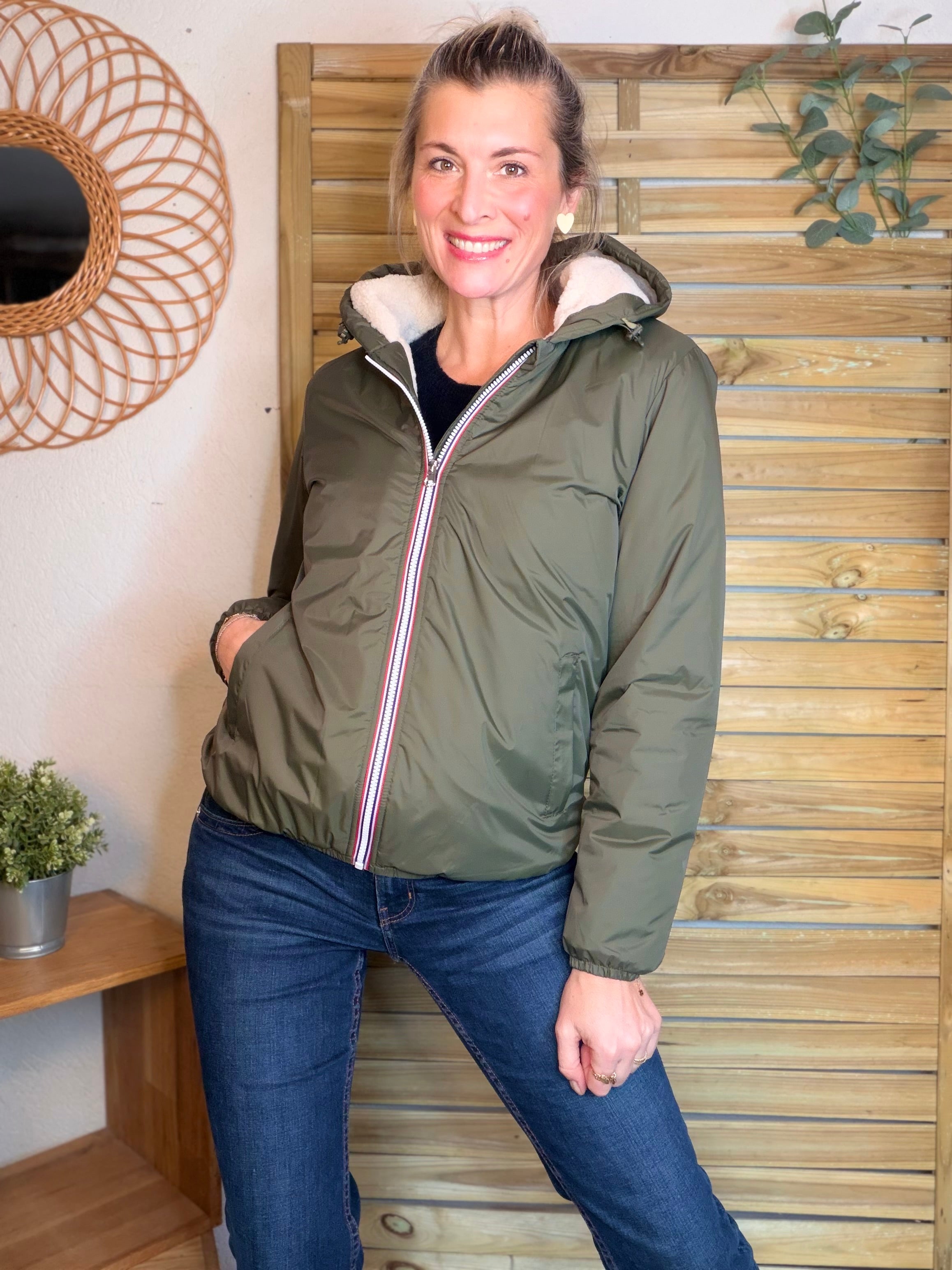 Parka Imperméable LOUISE COURT sherpa - Kaki - LAURA JO
