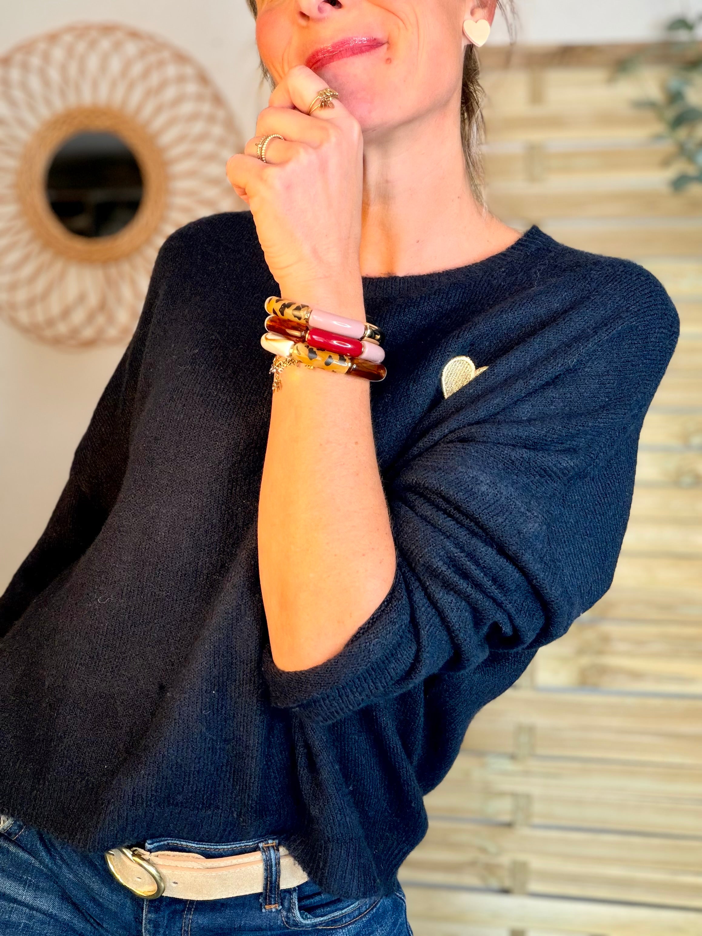 Bracelet jonc élastiqué motif Léo 🐆 ÉMILIA