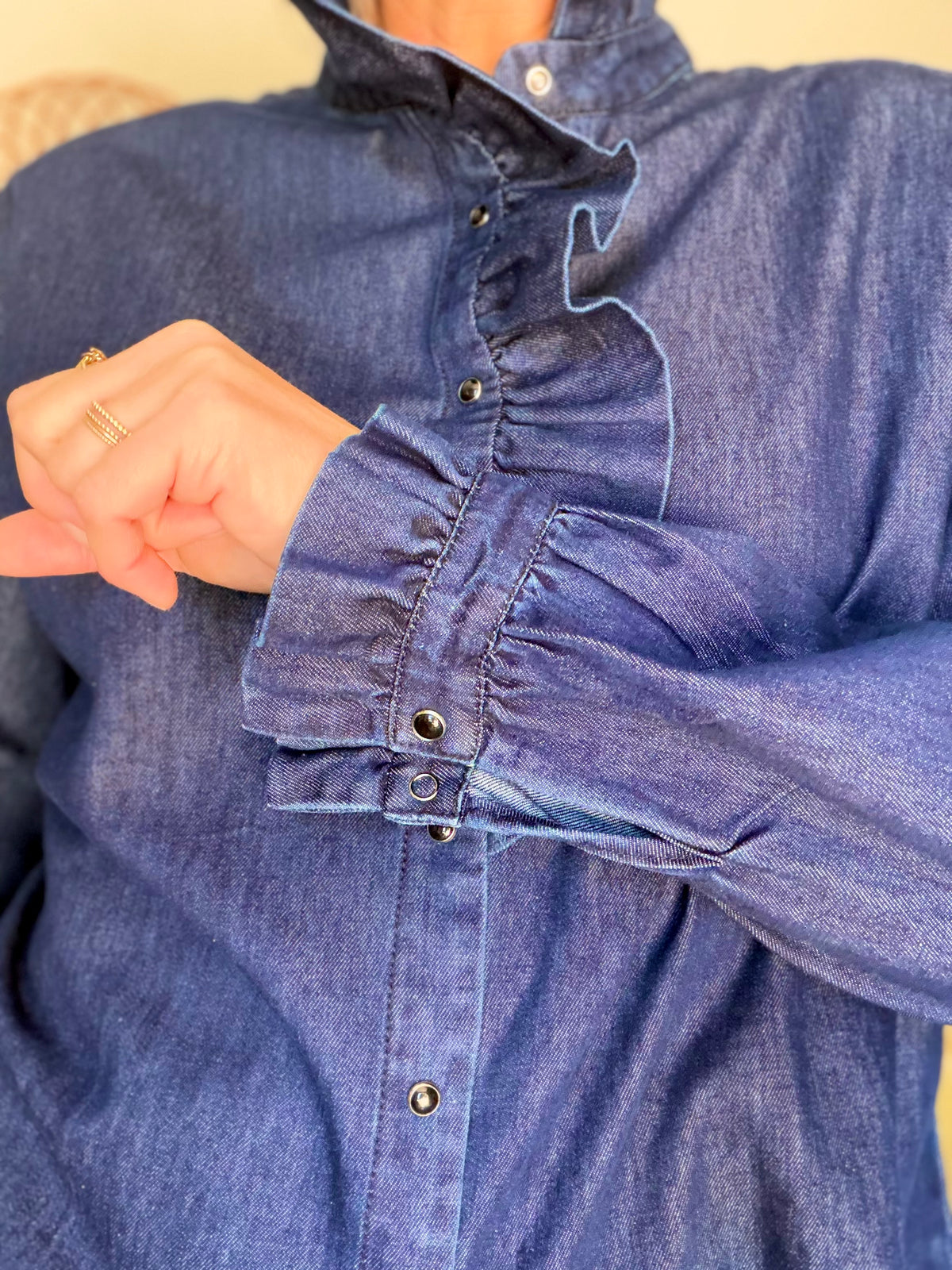 Chemise Denim brut col victorien SOPHIE