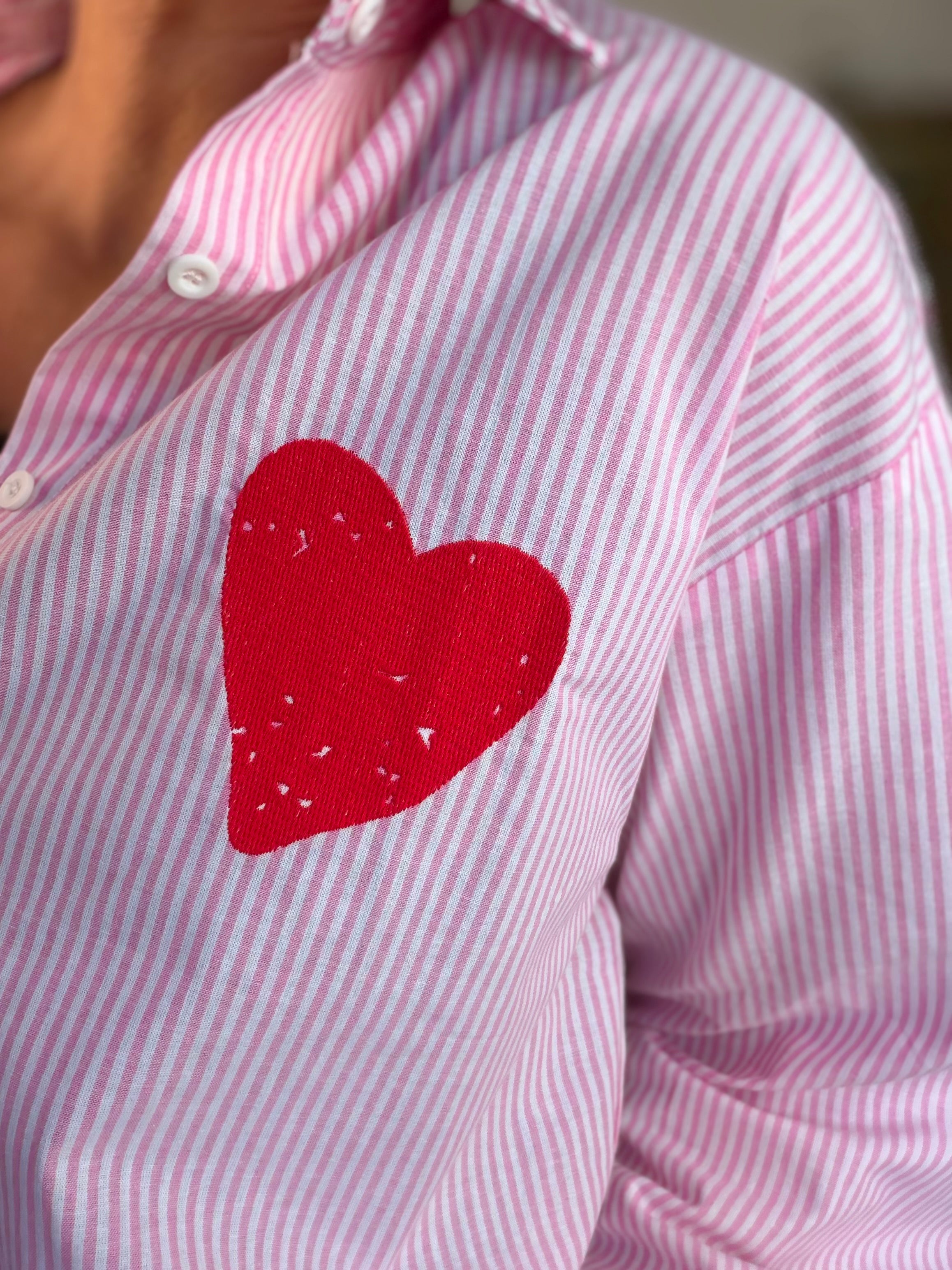 Chemise rayée brodée TINA Rose