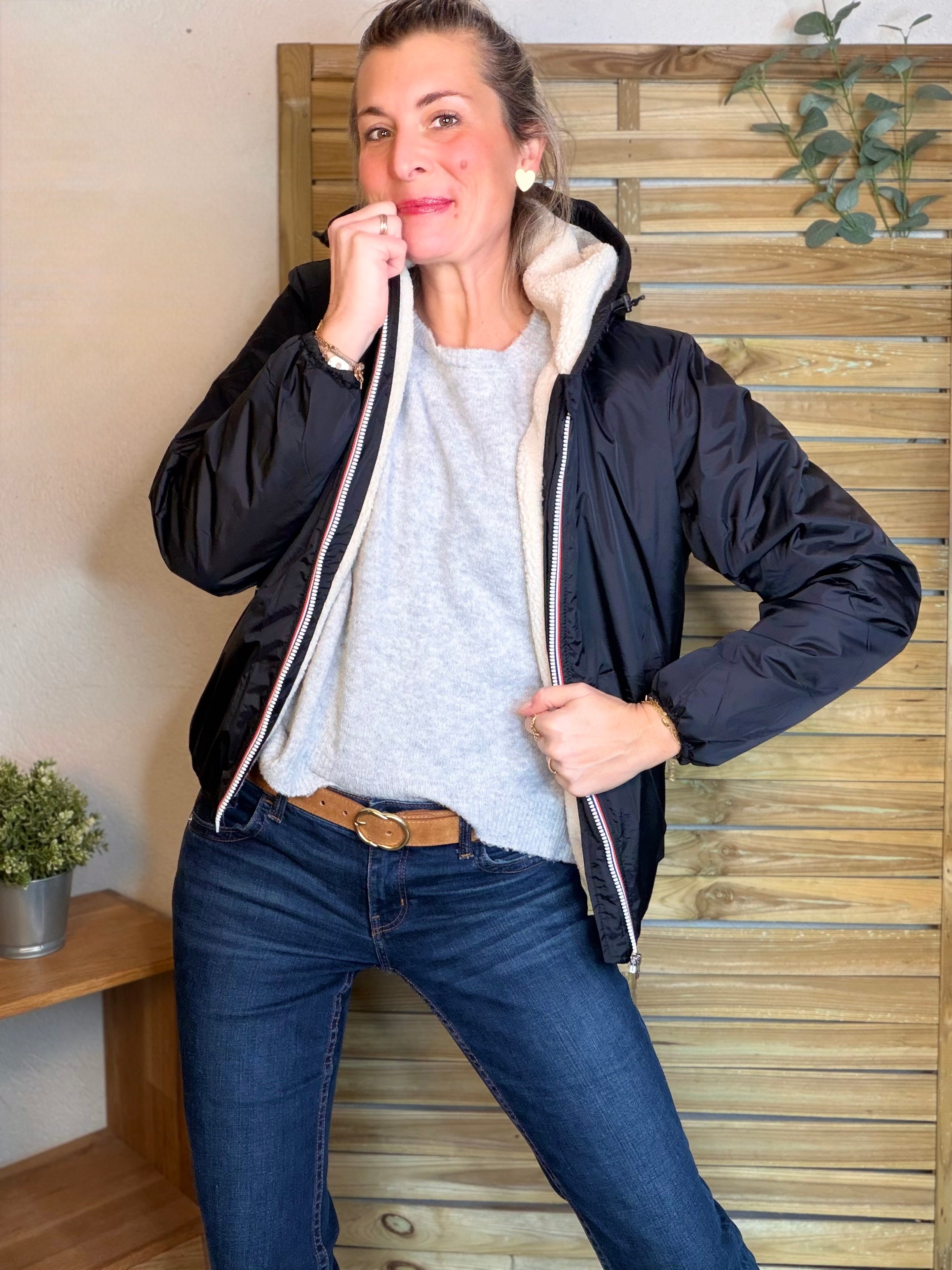 Parka Imperméable LOUISE COURT sherpa - Noir - LAURA JO