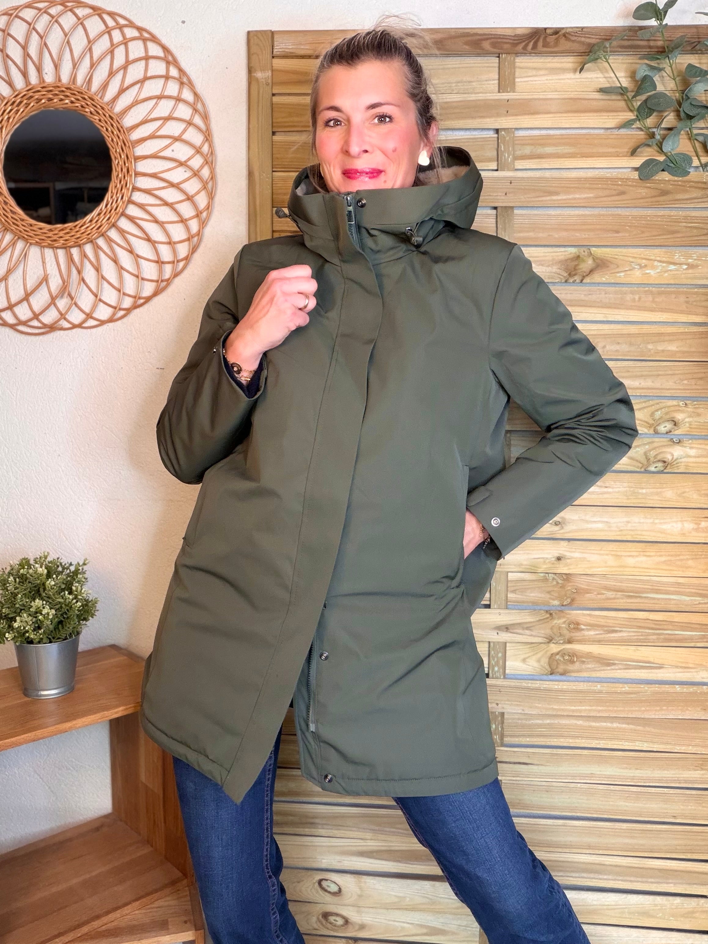 Parka fourrée imperméable AMBRE - Kaki / Beige - LAURA JO