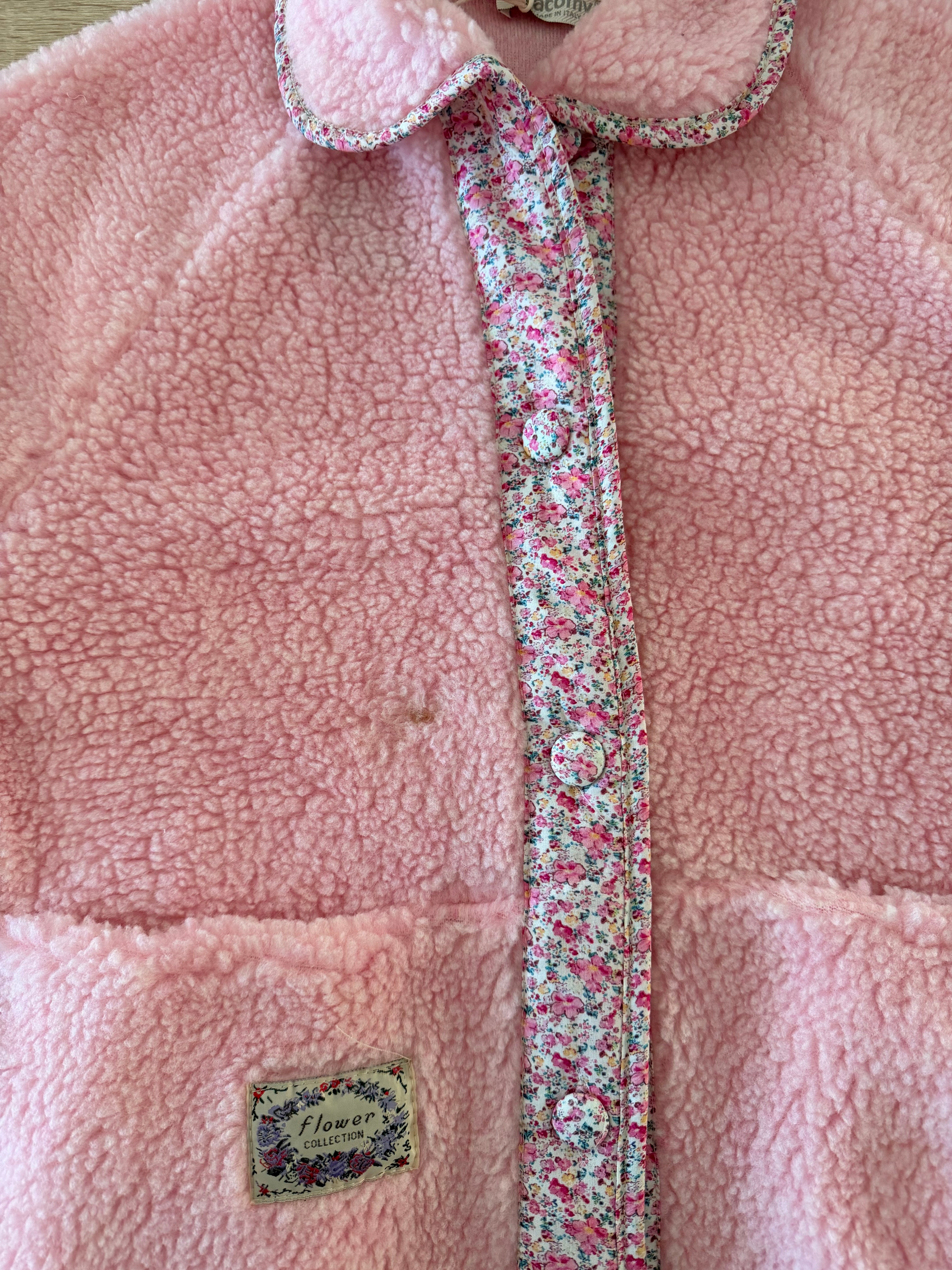 IMPERFECTION - Veste Sherpa et fleurs LÉONIE Rose clair