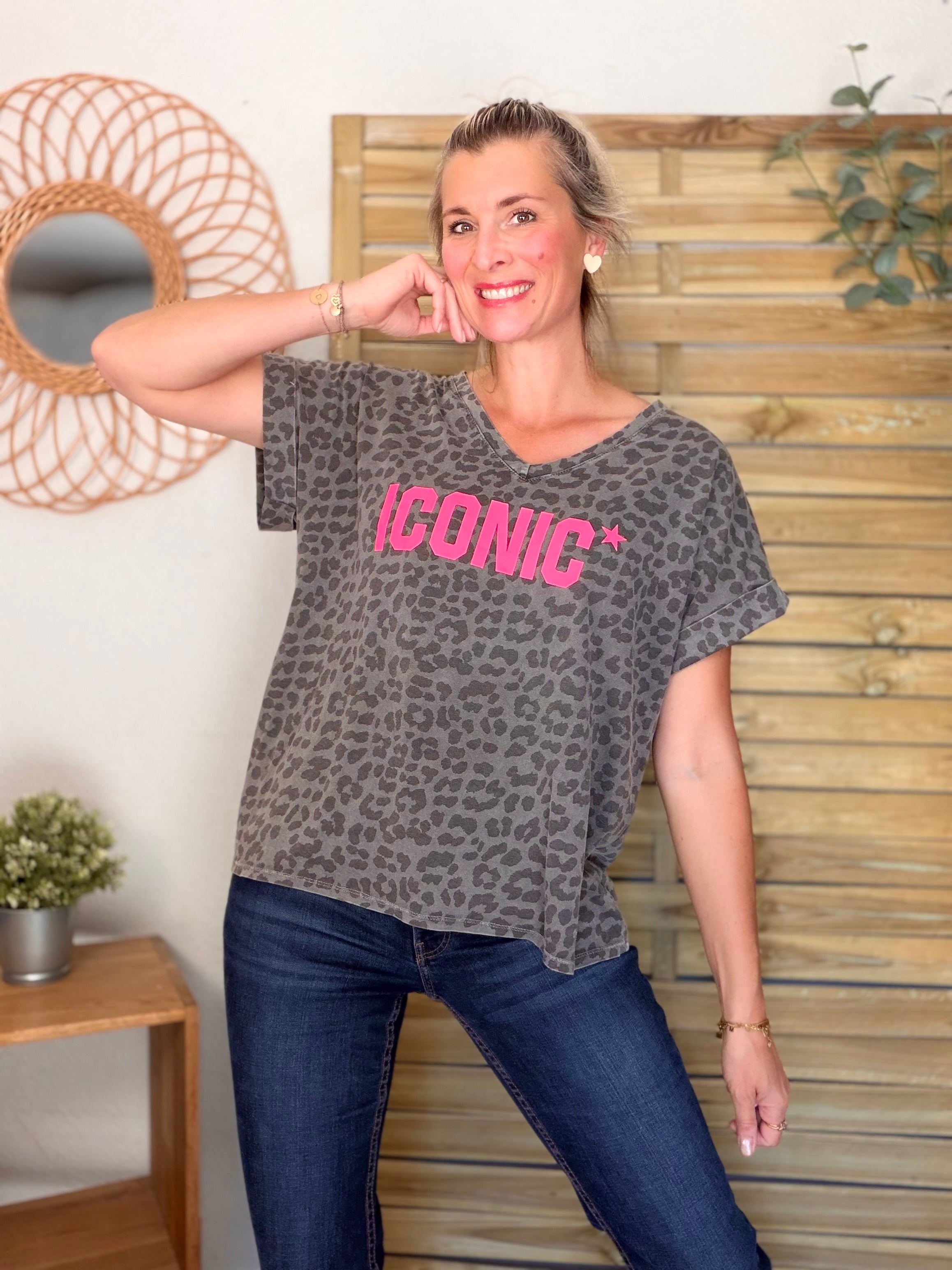 Top léo ICONIC col V - SHAUNA Gris foncé