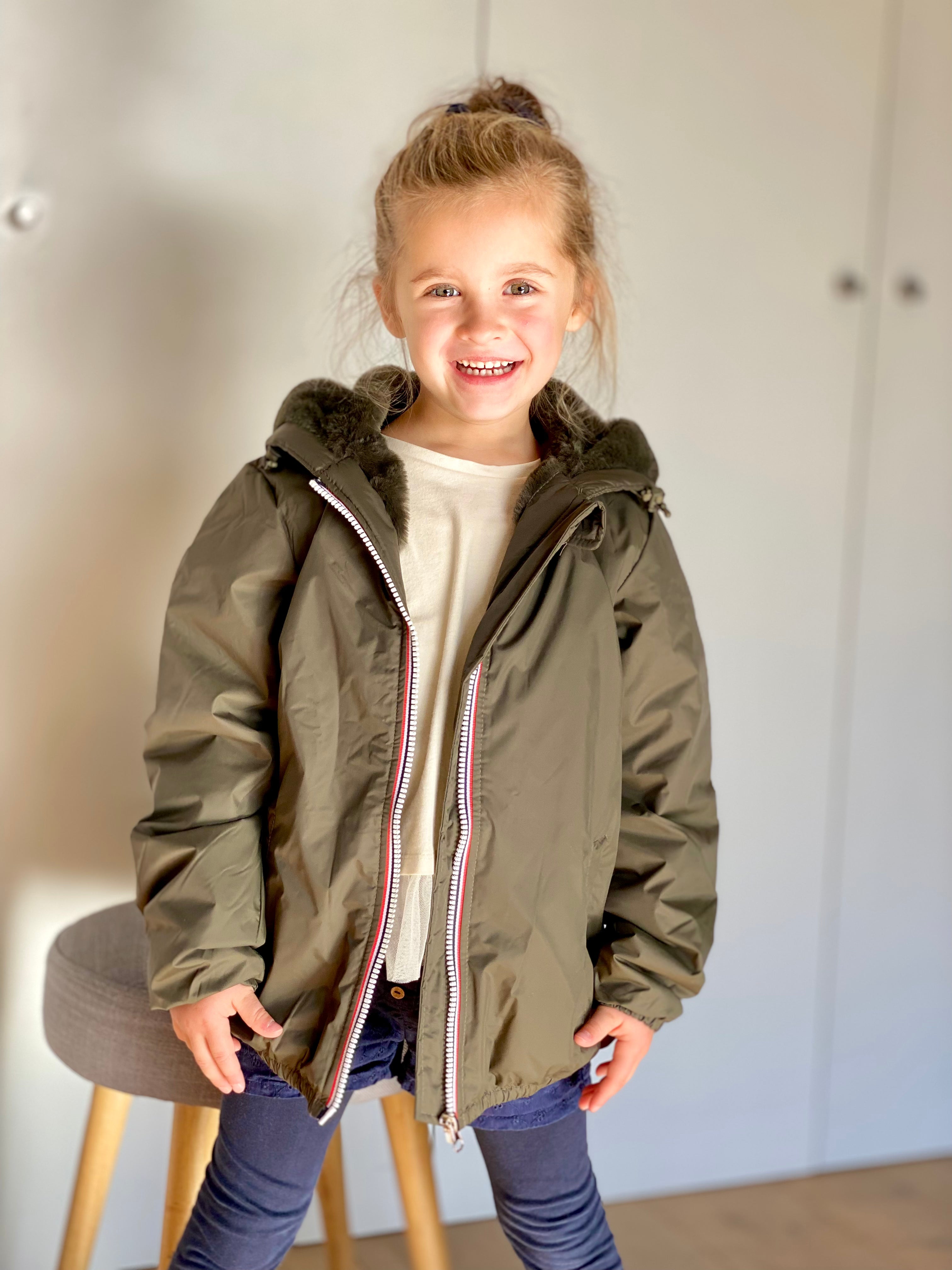 Parka Imperméable mixte LOUIS.E KIDS fourré - Kaki - Laura Jo