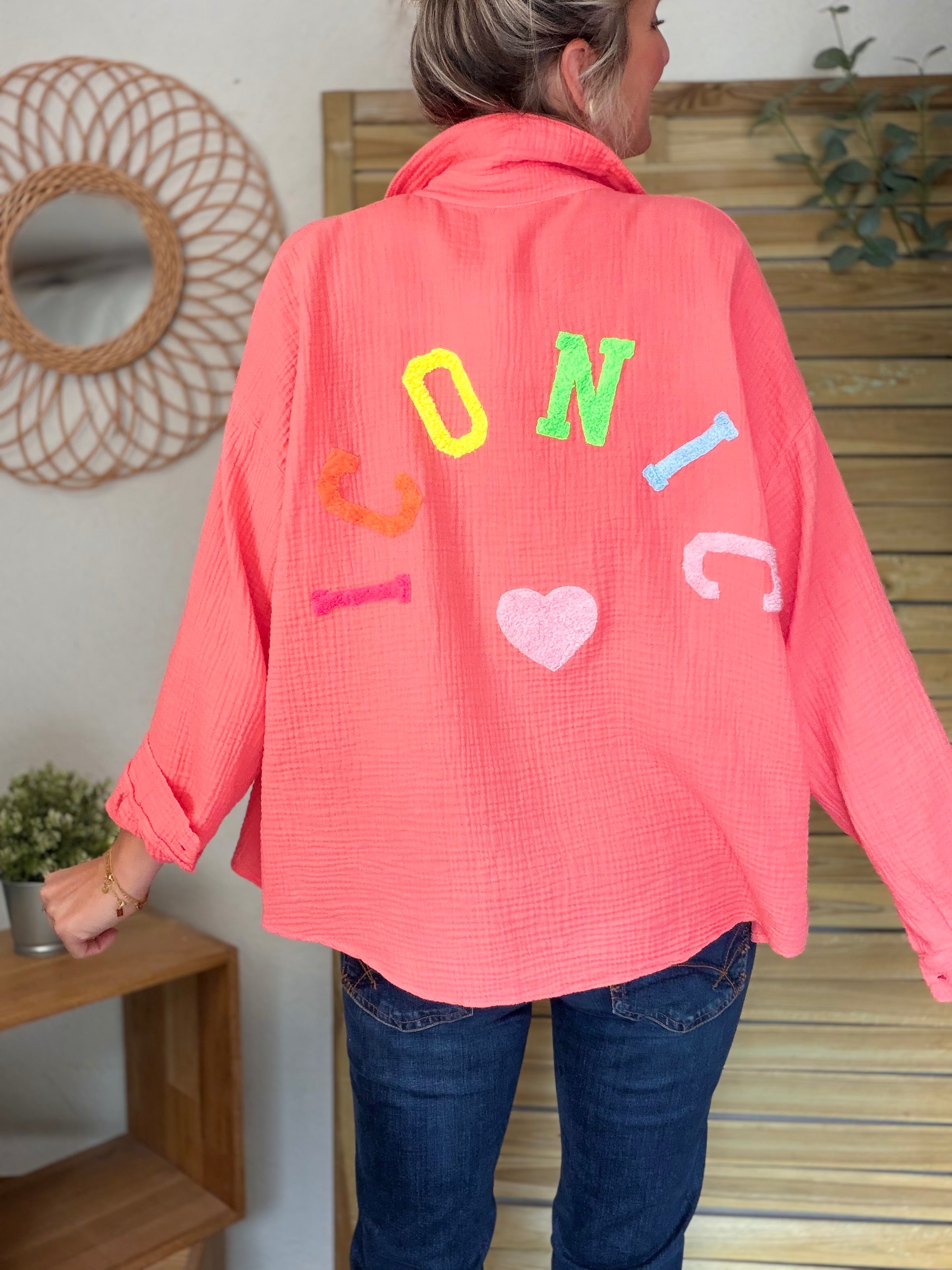 Chemise en gaze de coton ICONIC - ALANIS Corail