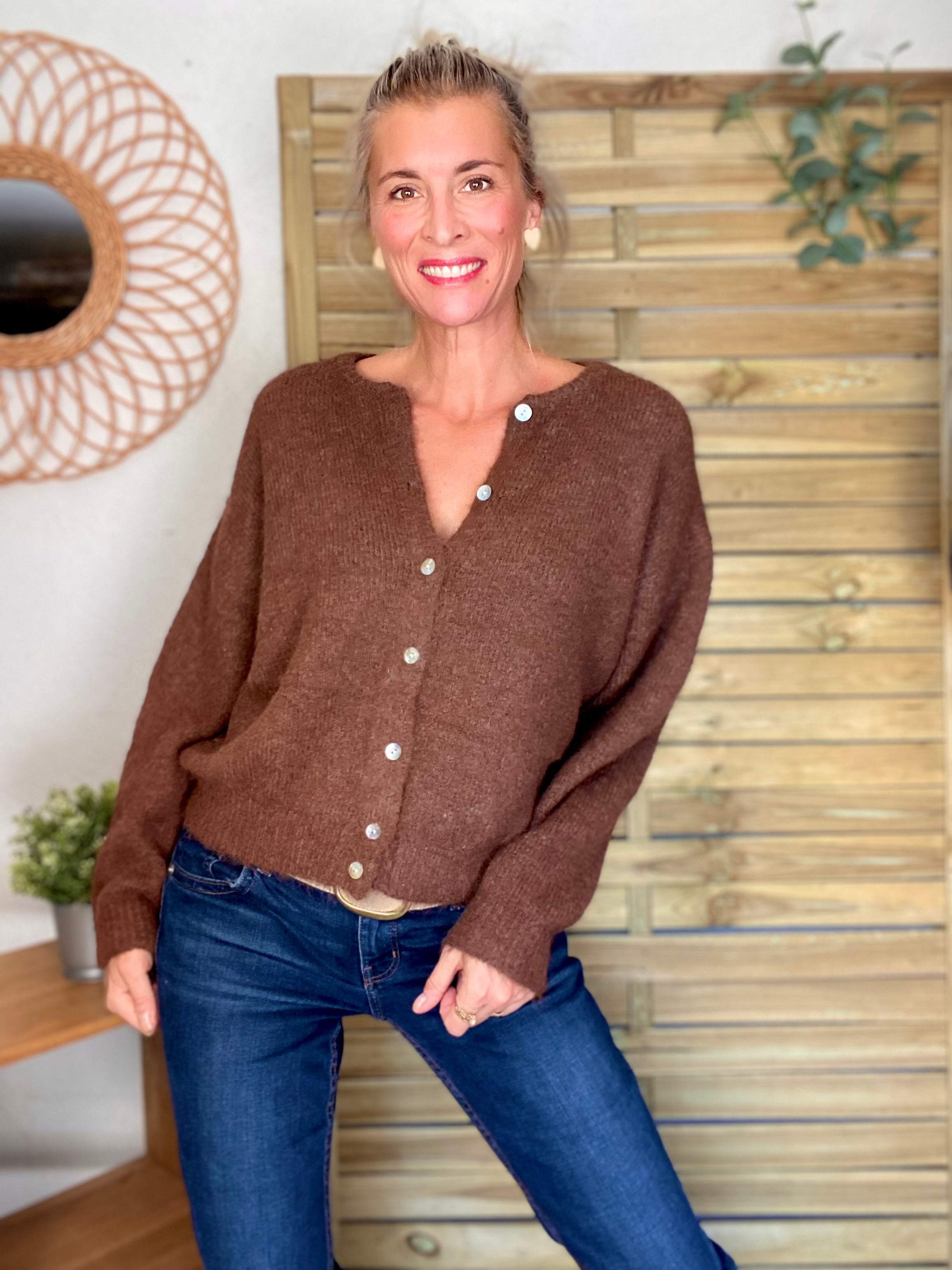 Gilet en maille SYDNEY - Chocolat