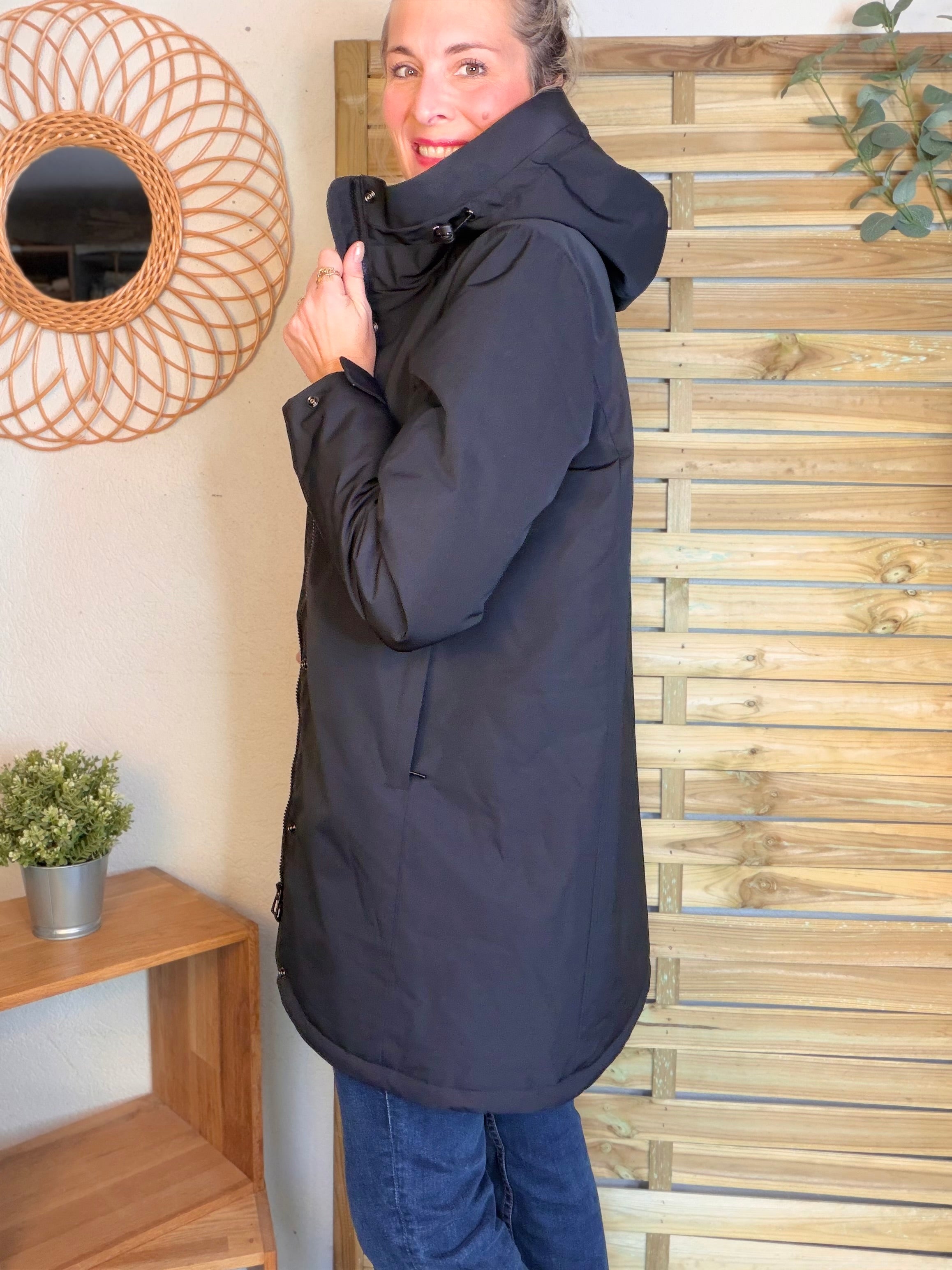 Parka fourrée imperméable AMBRE - Noir / Camel - LAURA JO