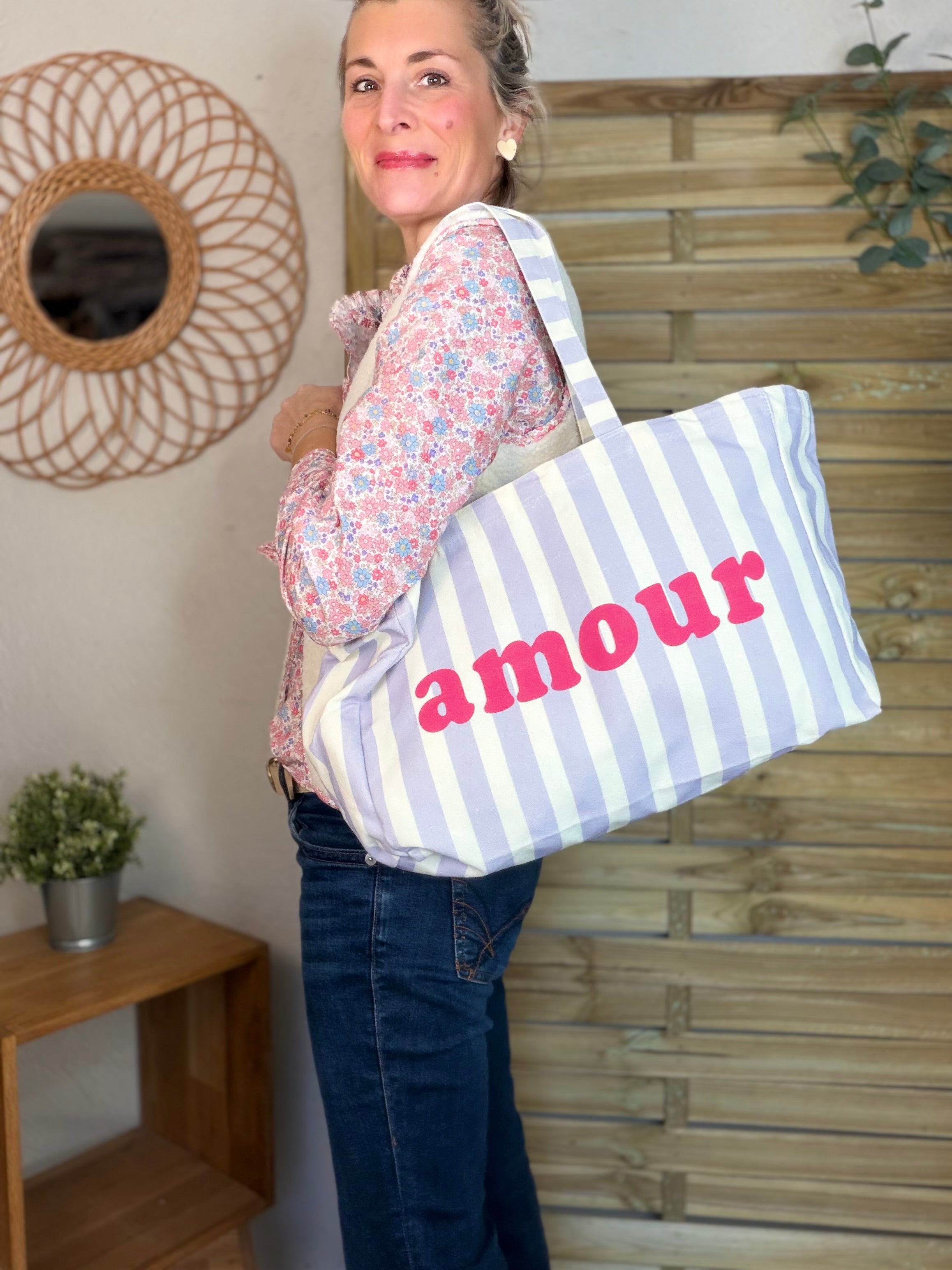 Chemise imprimée Liberty rose clair, col volanté SOLANE