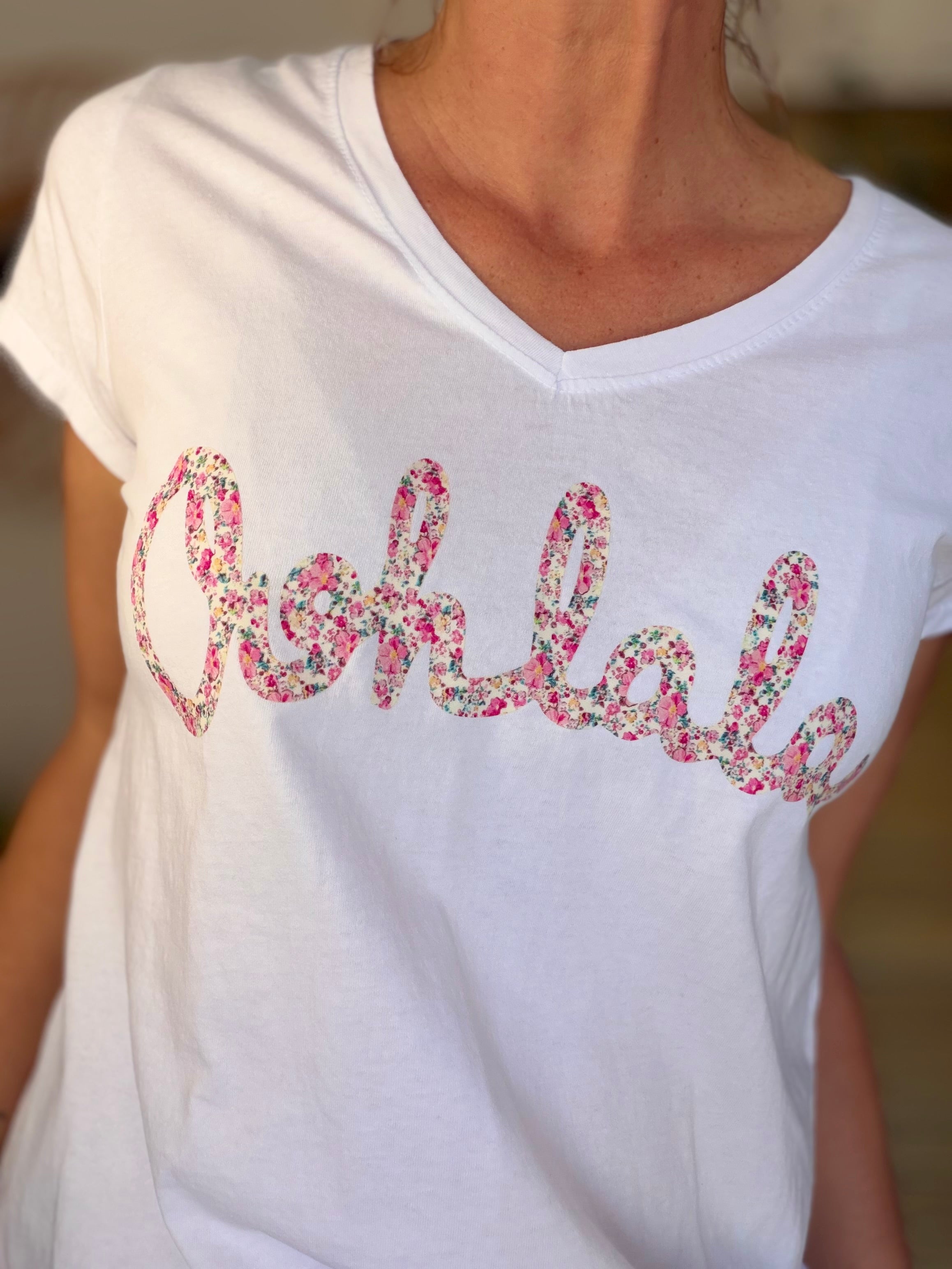 Tee shirt Ohlala Liberty VERA Blanc / Rose