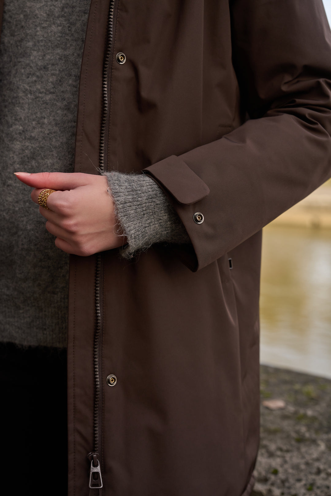 Parka fourrée imperméable AMBRE - Chocolat / Beige - LAURA JO