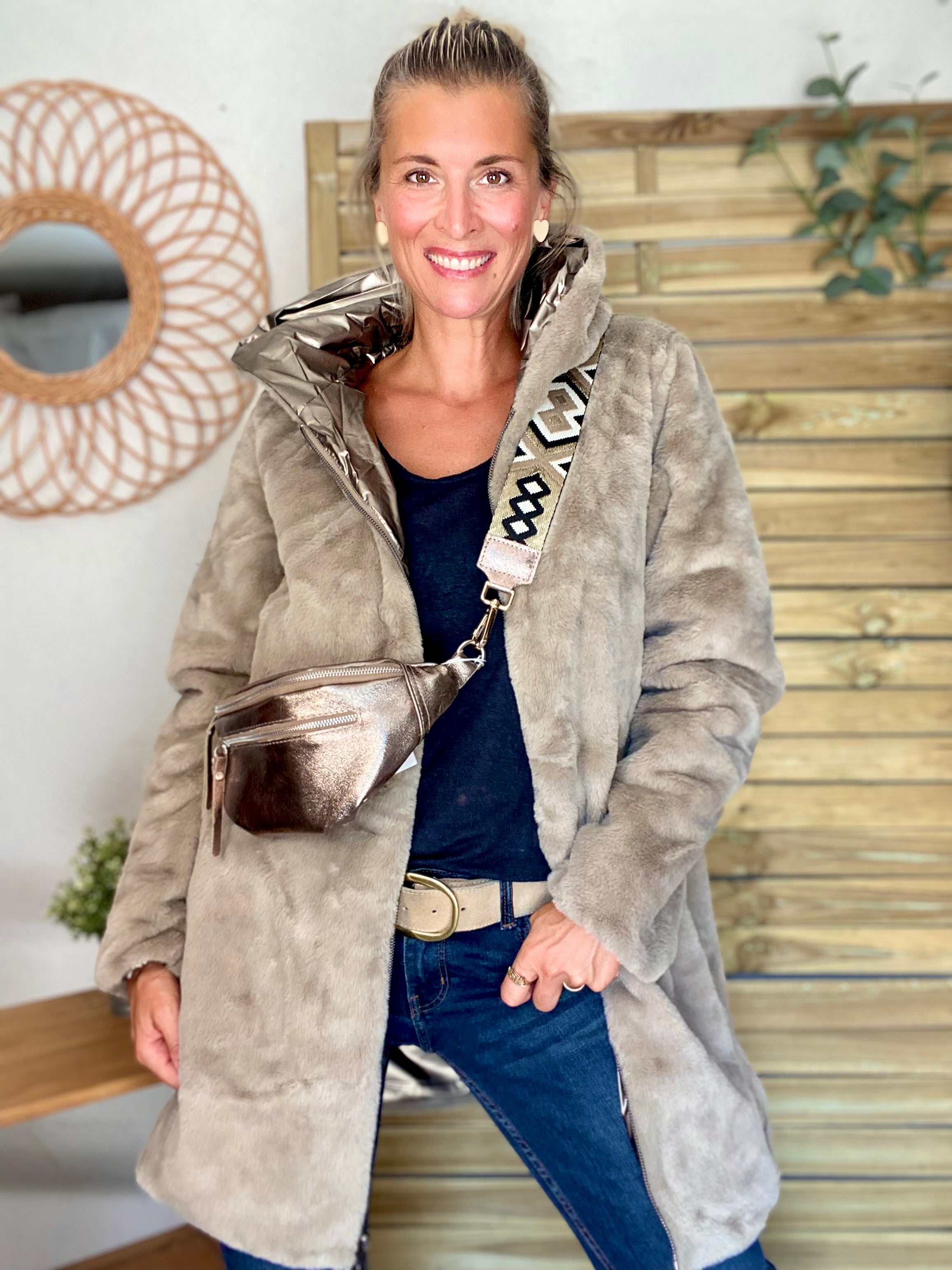 Parka Imperméable réversible fourrée Bronze / Beige ALIX - LAURA JO