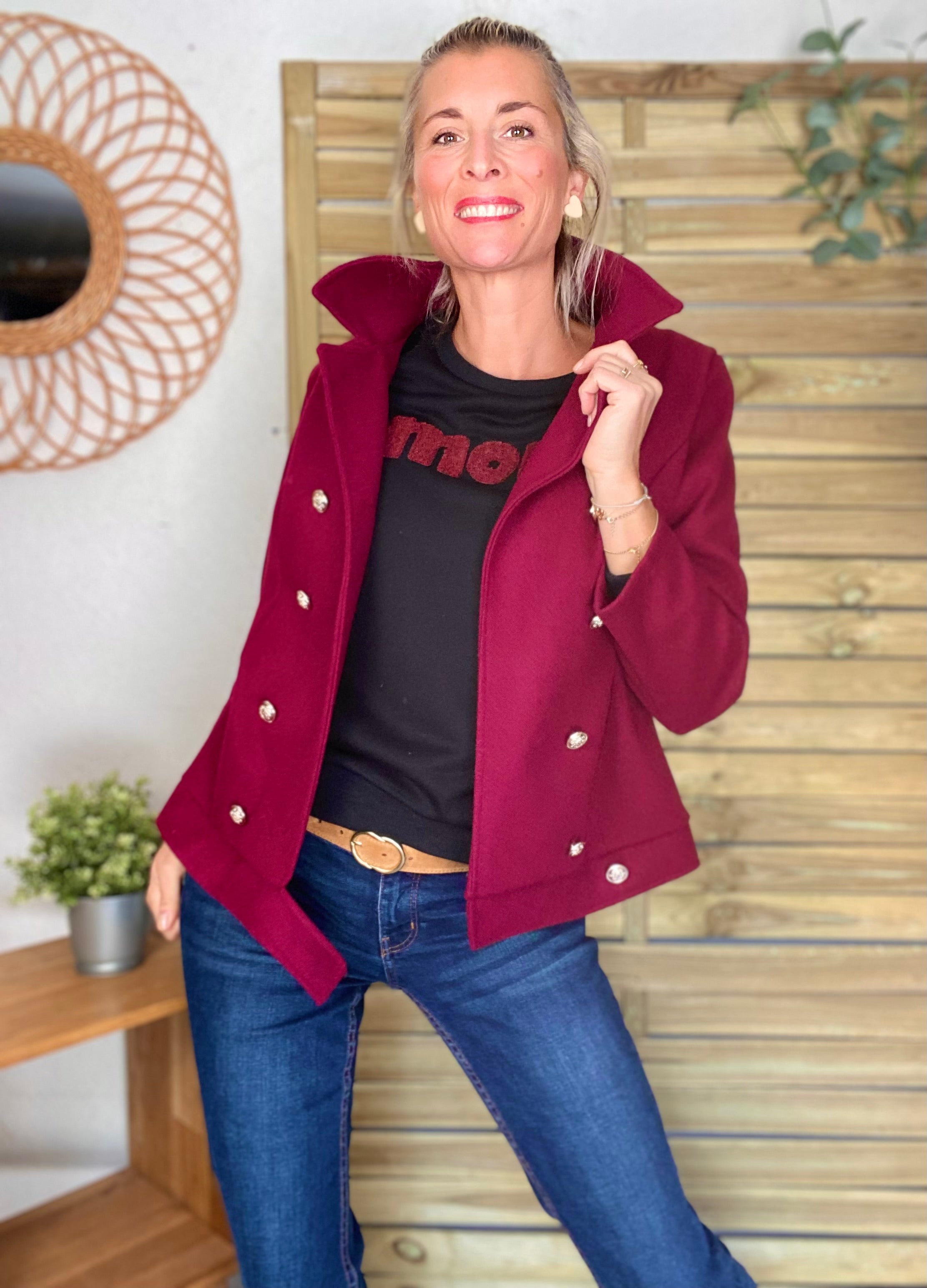 Veste caban légère JACK - Bordeaux rosé