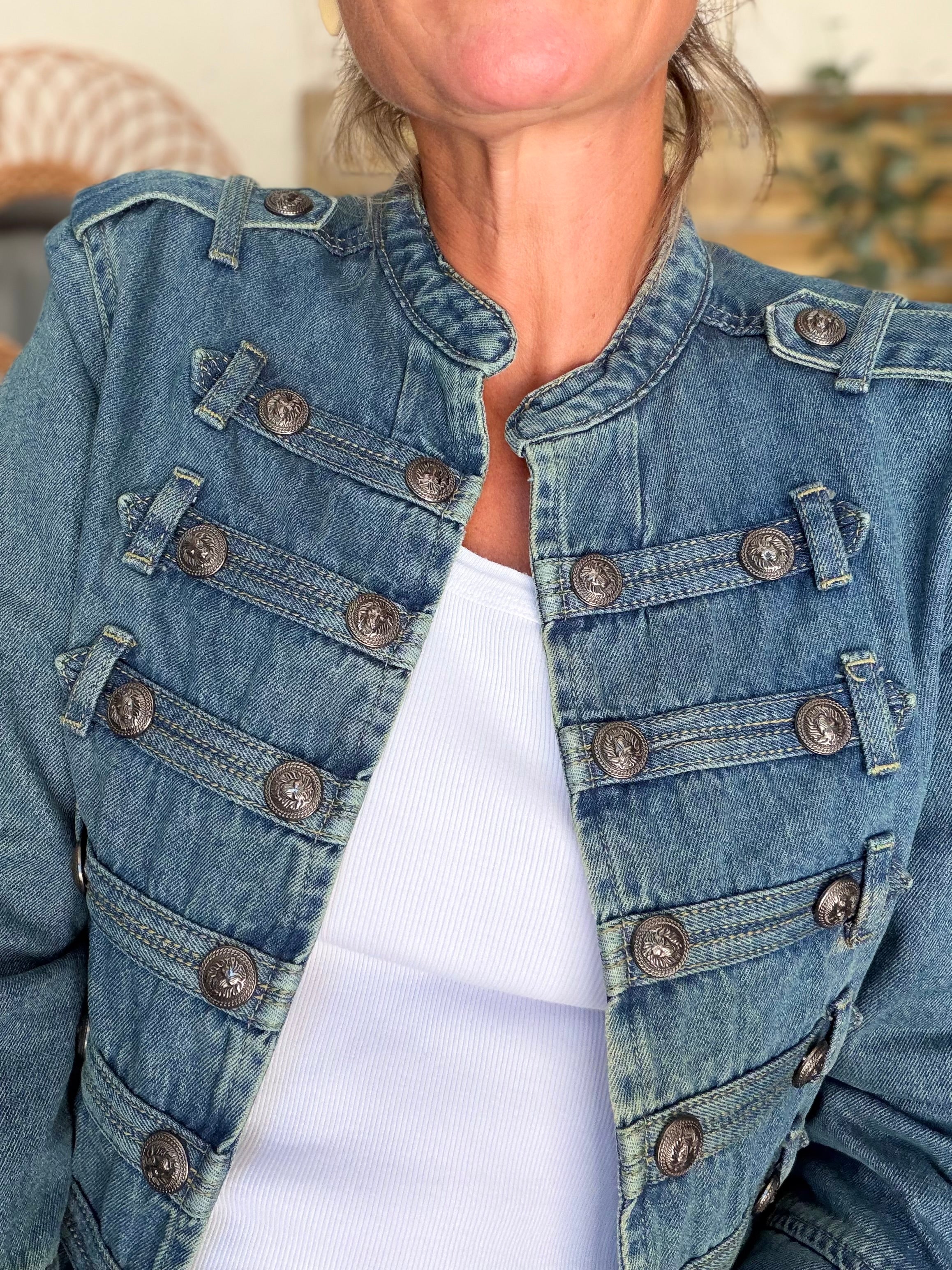 Veste courte en jean NAPOLÉON - Bleu Jean