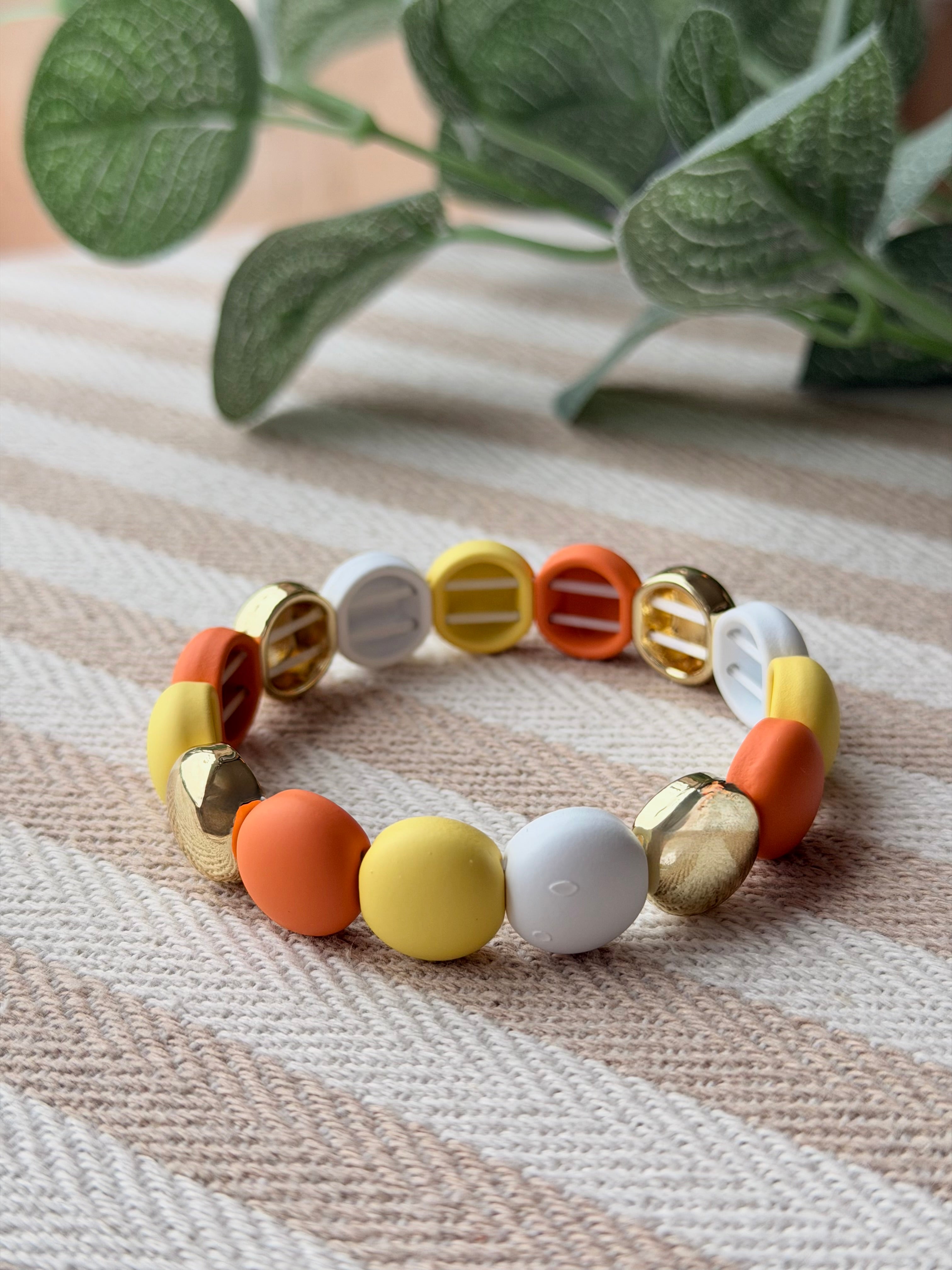 Bracelet élastiqué perles plates NINA