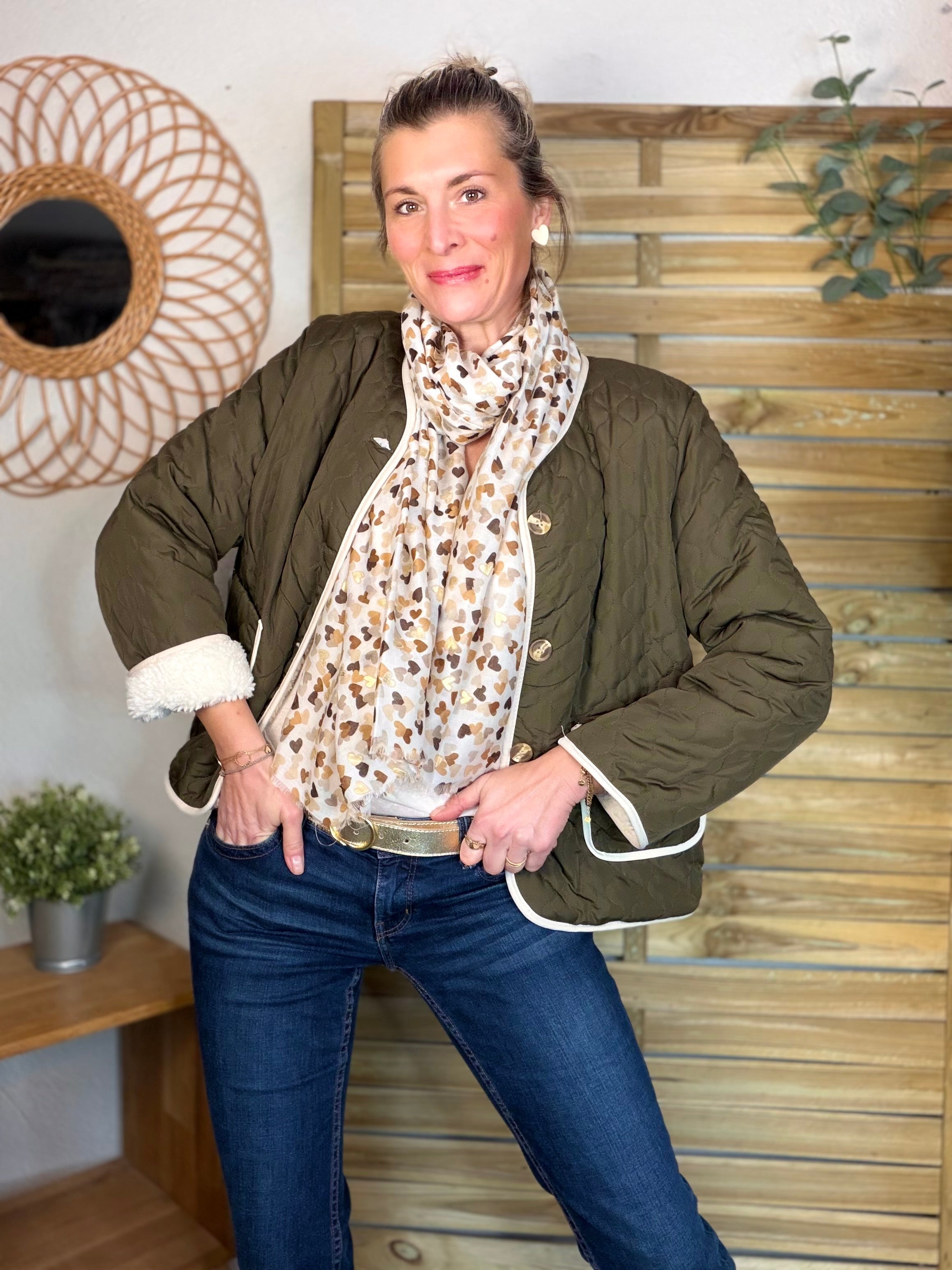 ⚡️ ARRIVAGE - Veste matelassée réversible Sherpa NOÉMIE Kaki