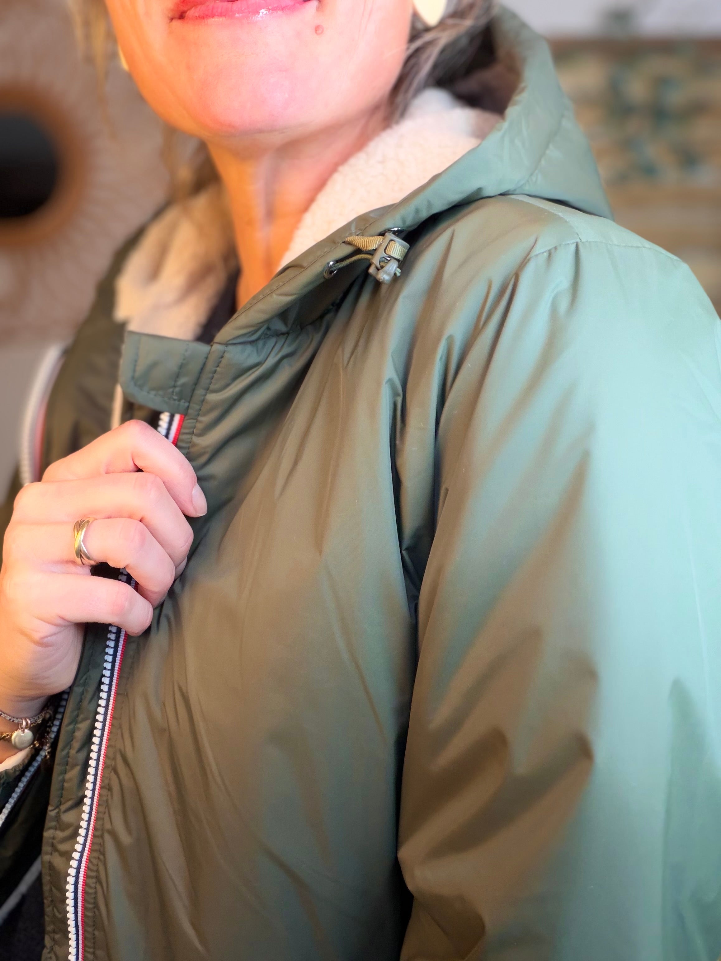 Parka Imperméable LOUISE COURT sherpa - Kaki - LAURA JO