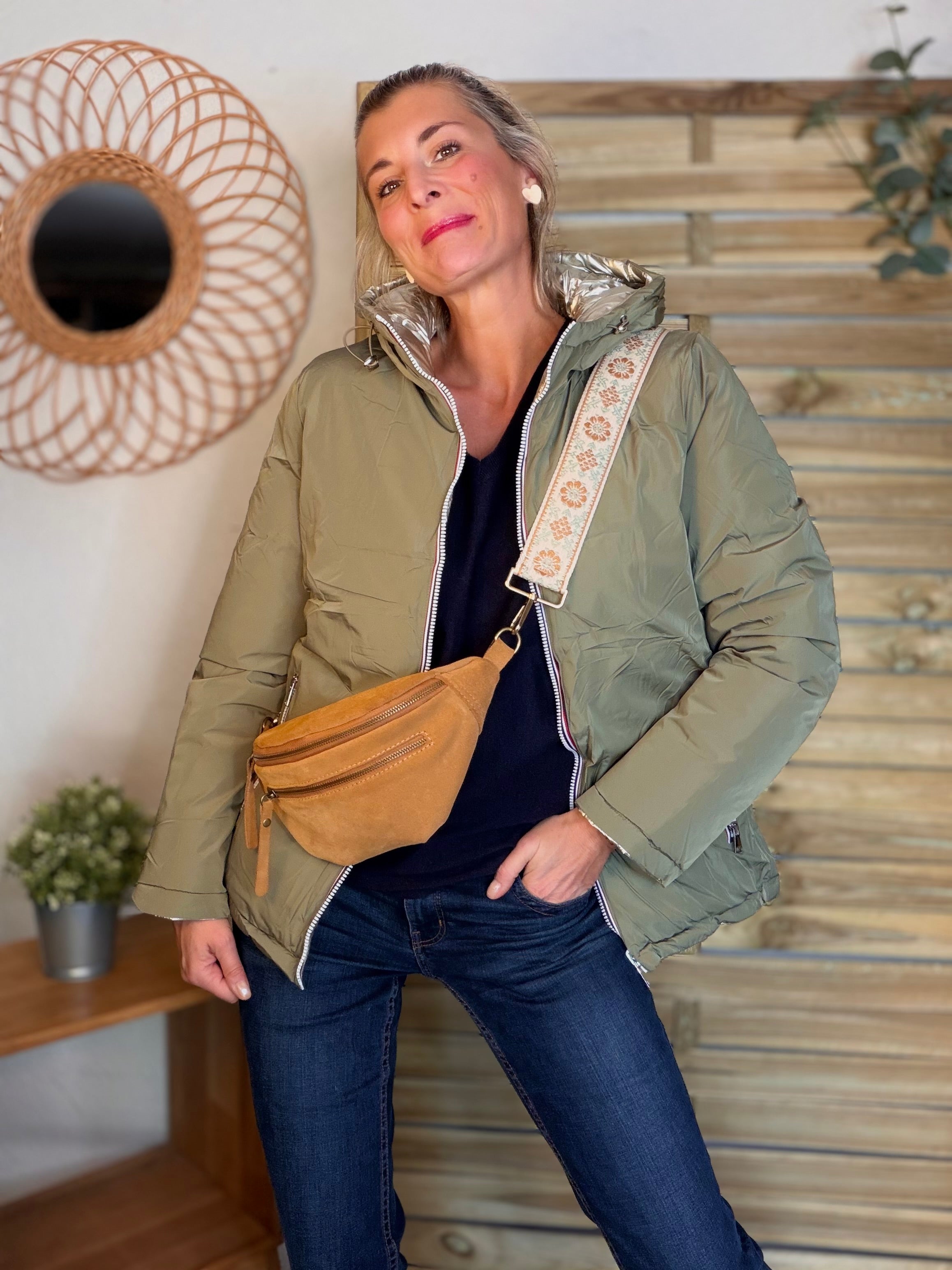 ⚡️PÉPITES FRIDAY - Doudoune imperméable réversible longue ANGÈLE COURT - Kaki clair - MELYA MELODY