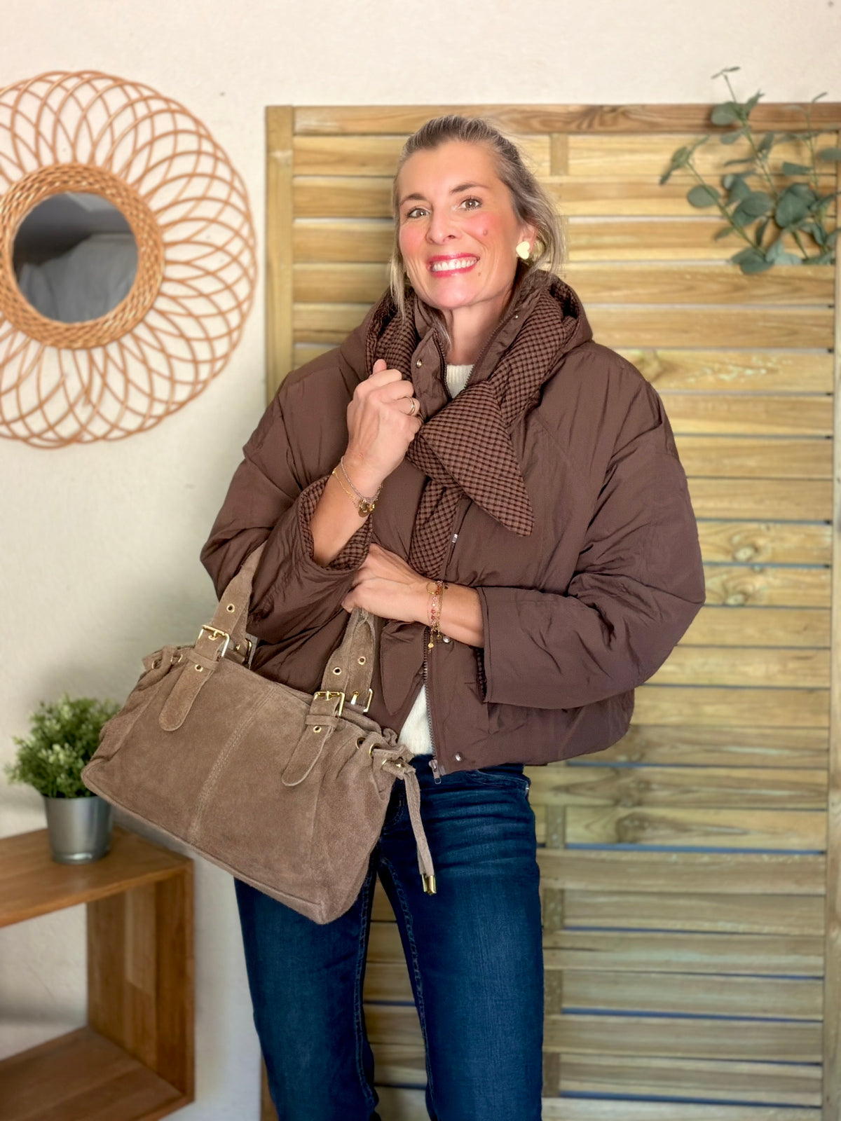 PRÉCOMMANDE (Expédition 22/10) • Veste matelassée capuche amovible réversible ODILE Chocolat