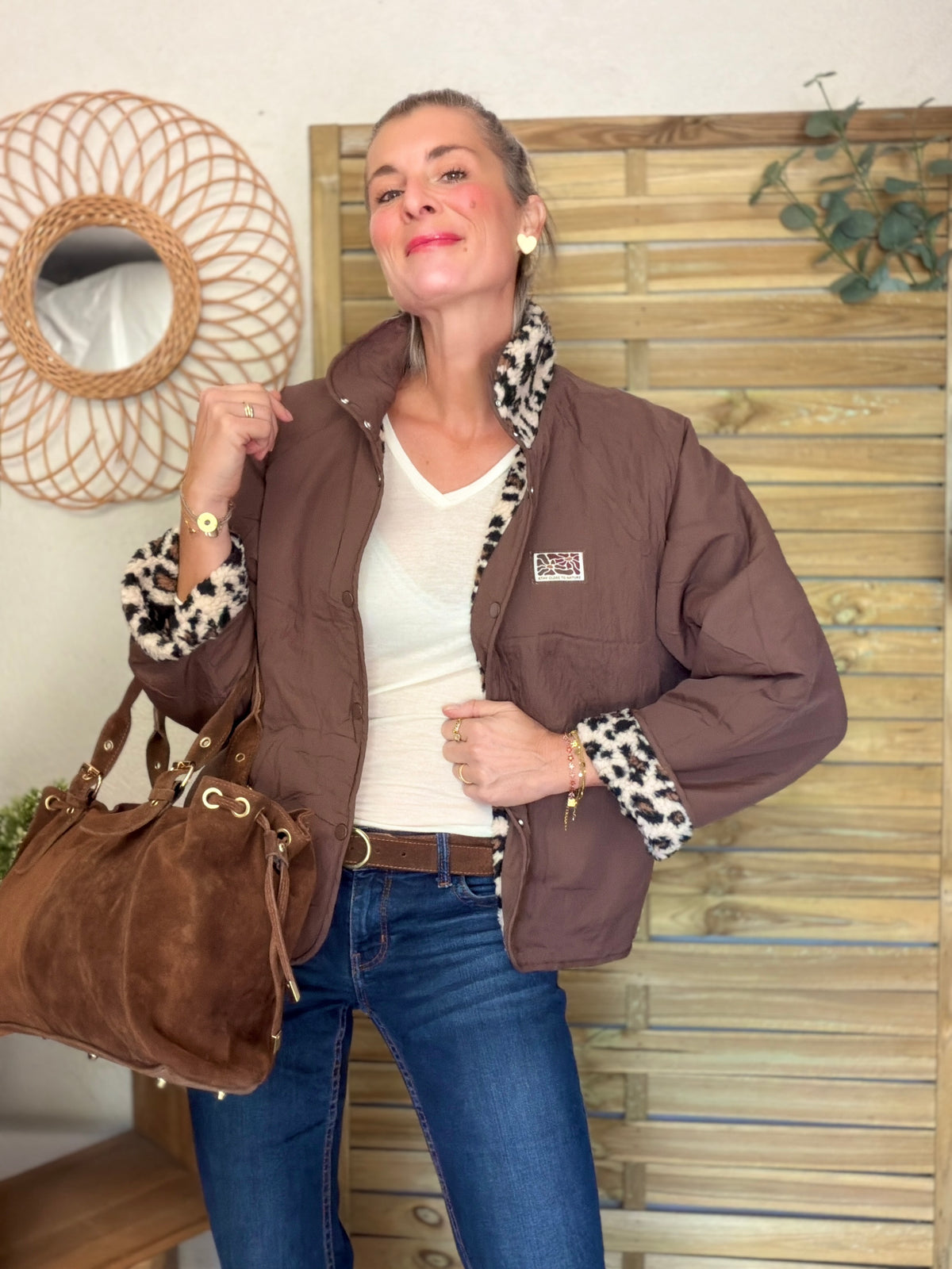 Veste matelassée réversible Sherpa AMÉLIE Choco / Léo