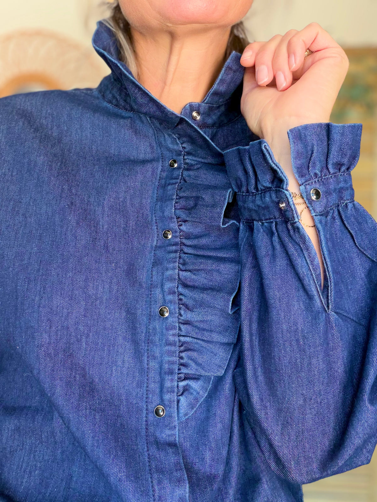 Chemise Denim brut col victorien SOPHIE