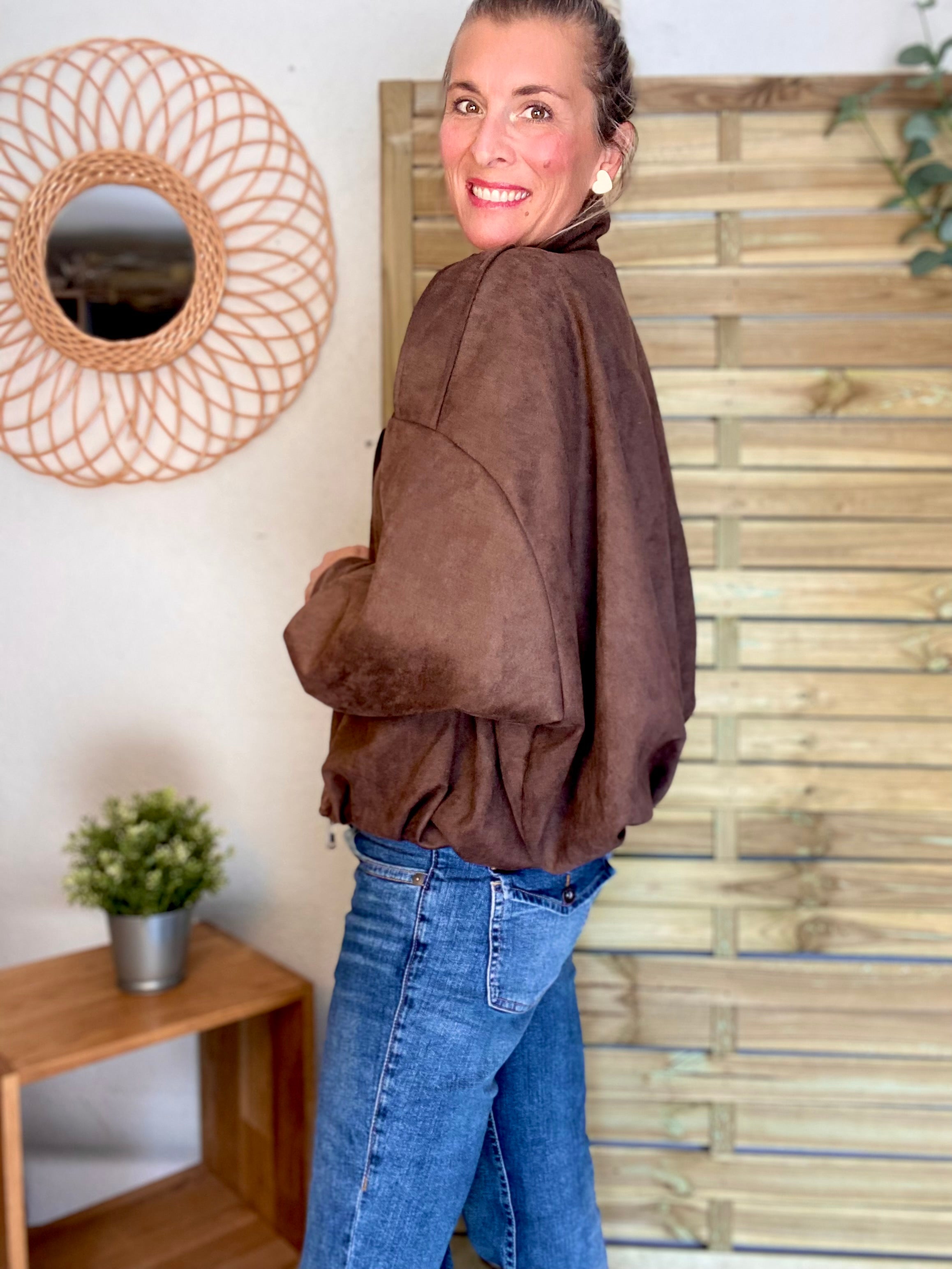 Veste oversize en suédine ISAAC - Chocolat