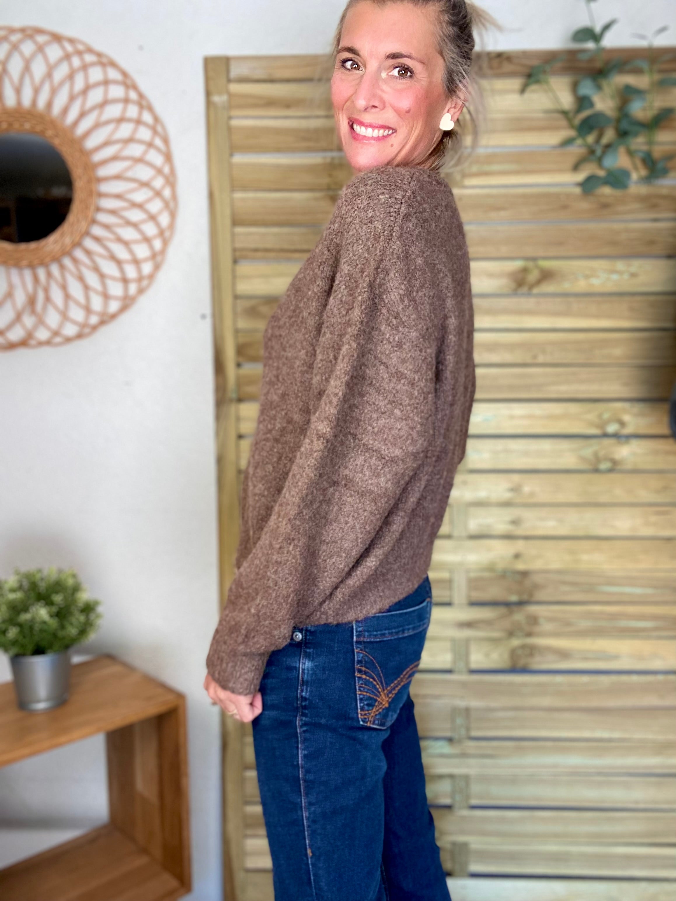 Gilet en maille MERYL - Chocolat chiné