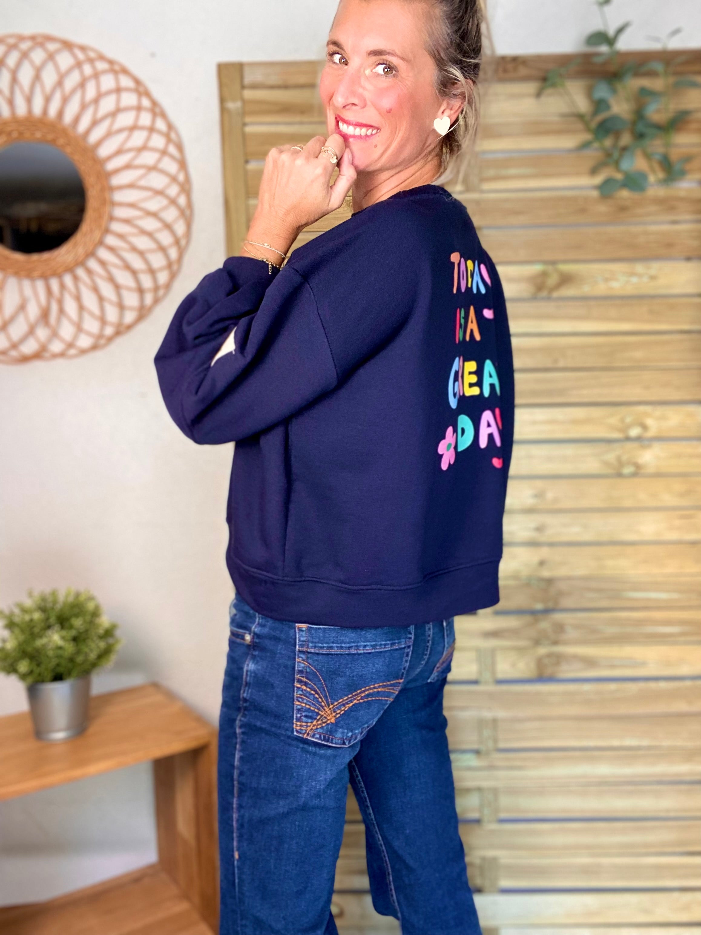 Sweat Today is a great day 🌈 OMBLINE - Bleu Marine