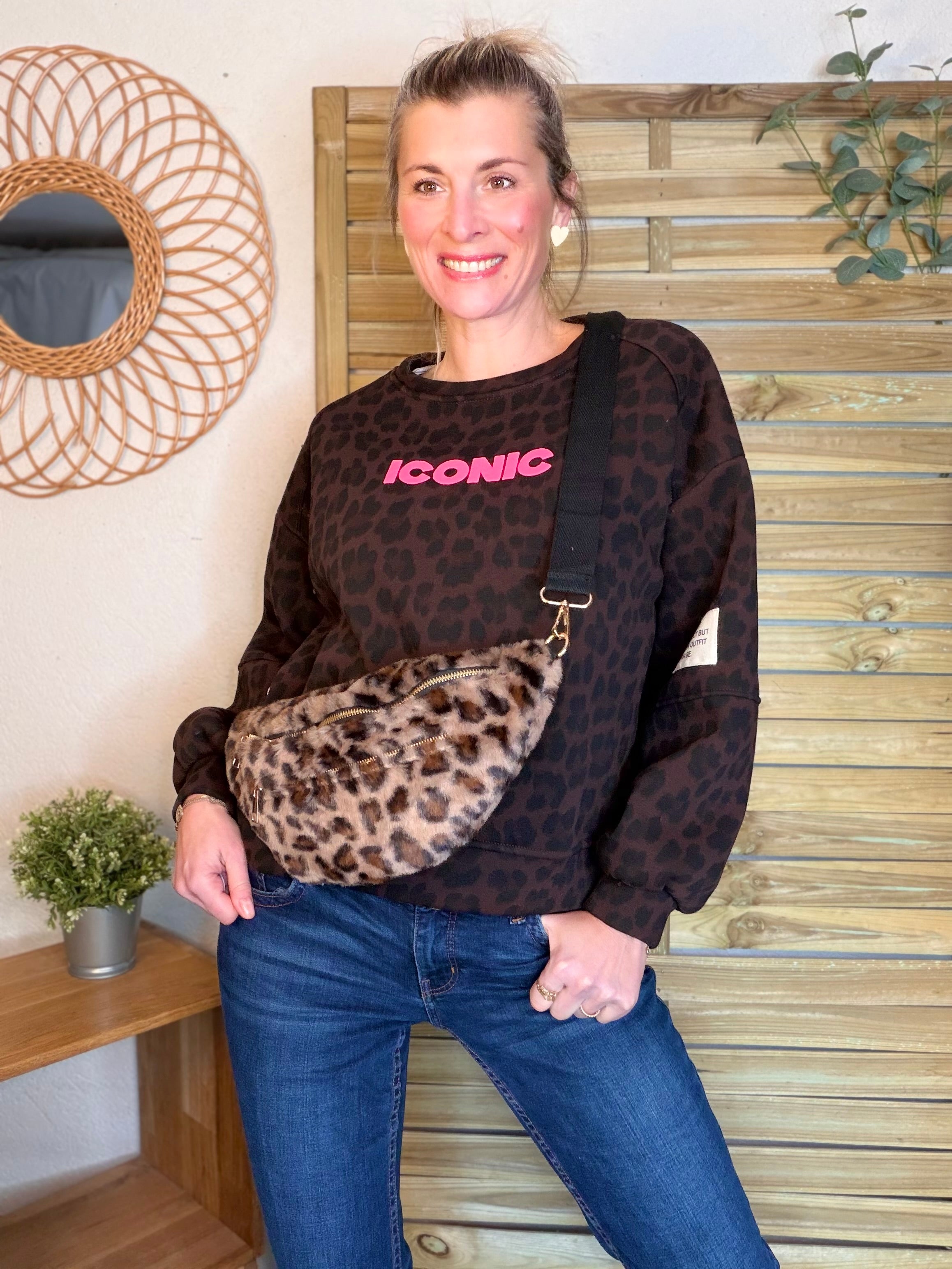 Sweat molleton imprimé Léo choco ICONIC 🐆 MANON