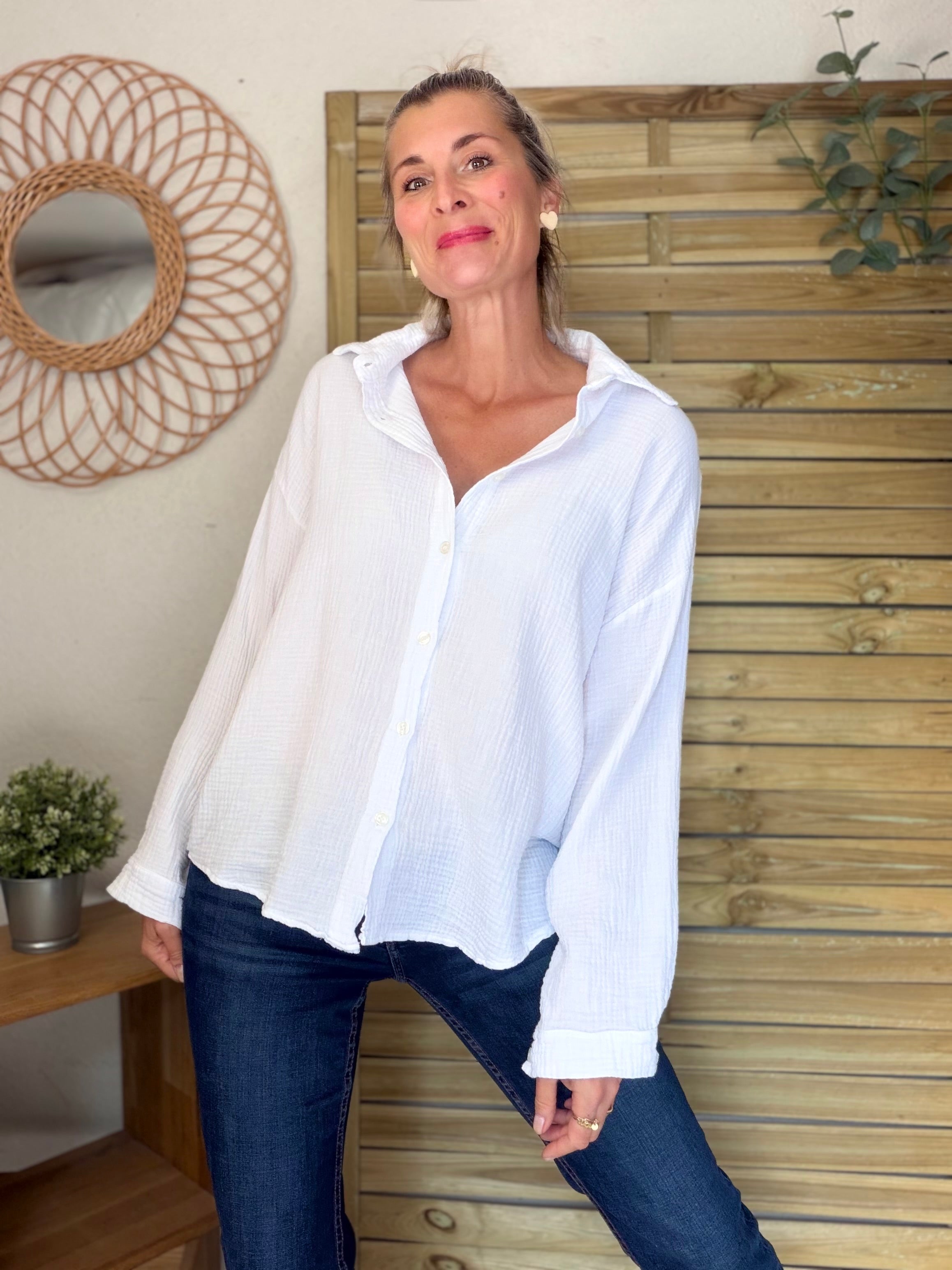 Chemise en gaze de coton ICONIC - ALANIS Blanc