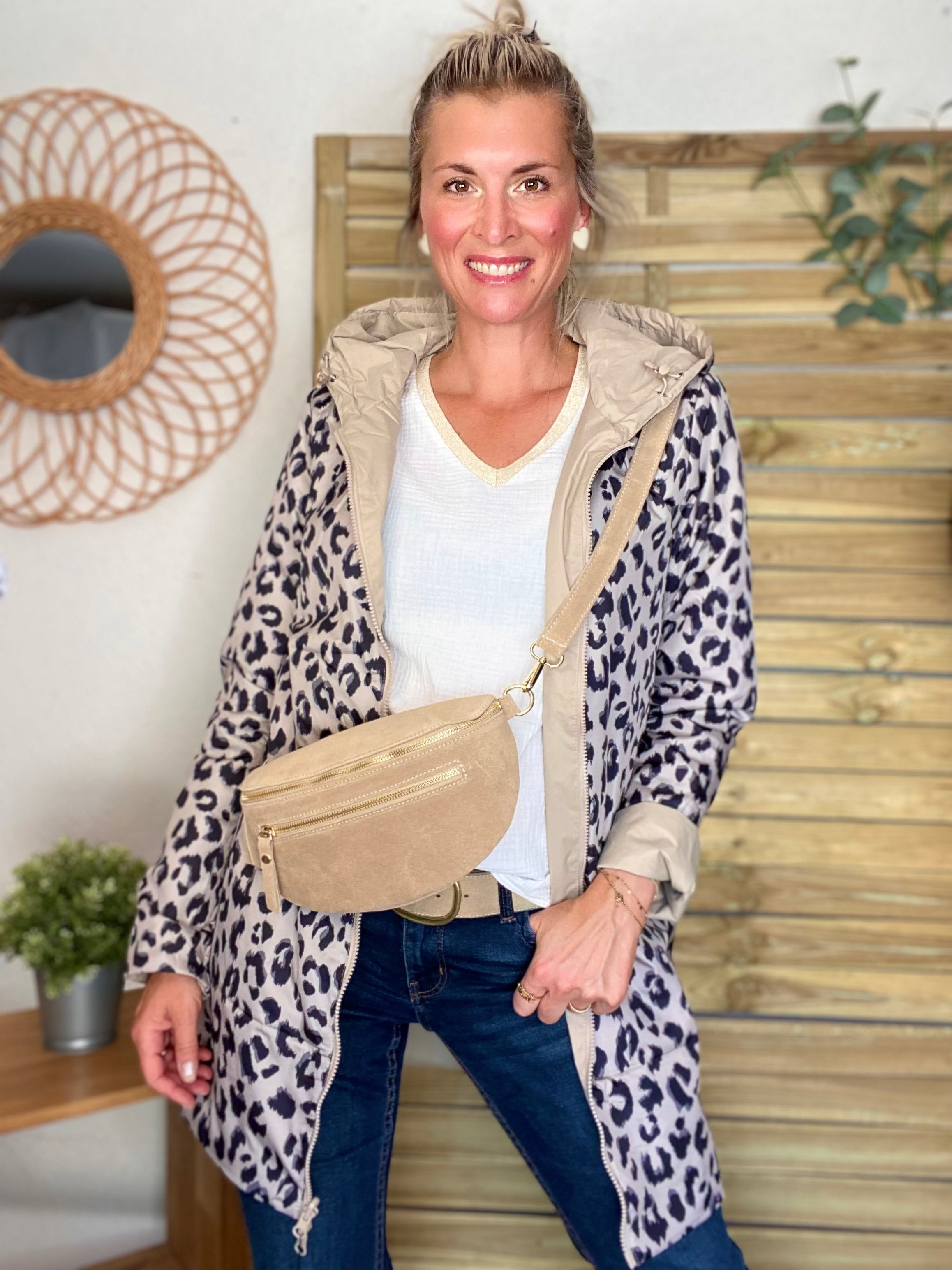 Imperméable réversible rembourré LOUISON LONG - Beige / Léo - LAURA JO