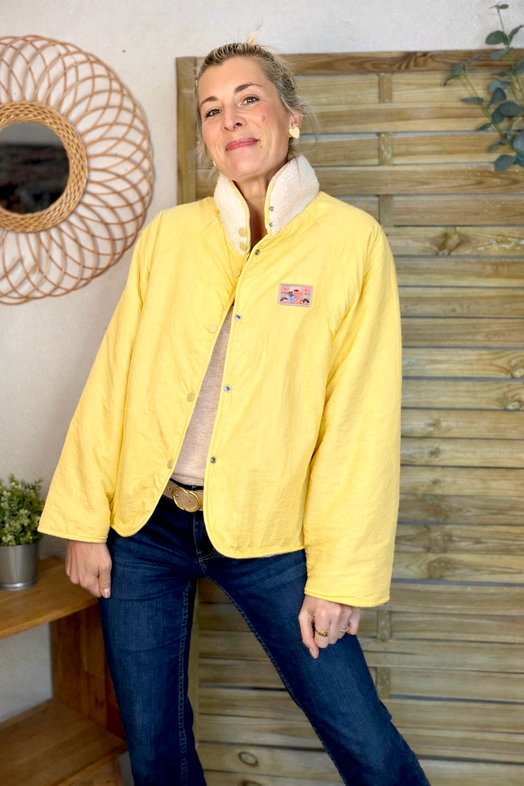 Veste matelassée réversible Sherpa AMÉLIE Jaune