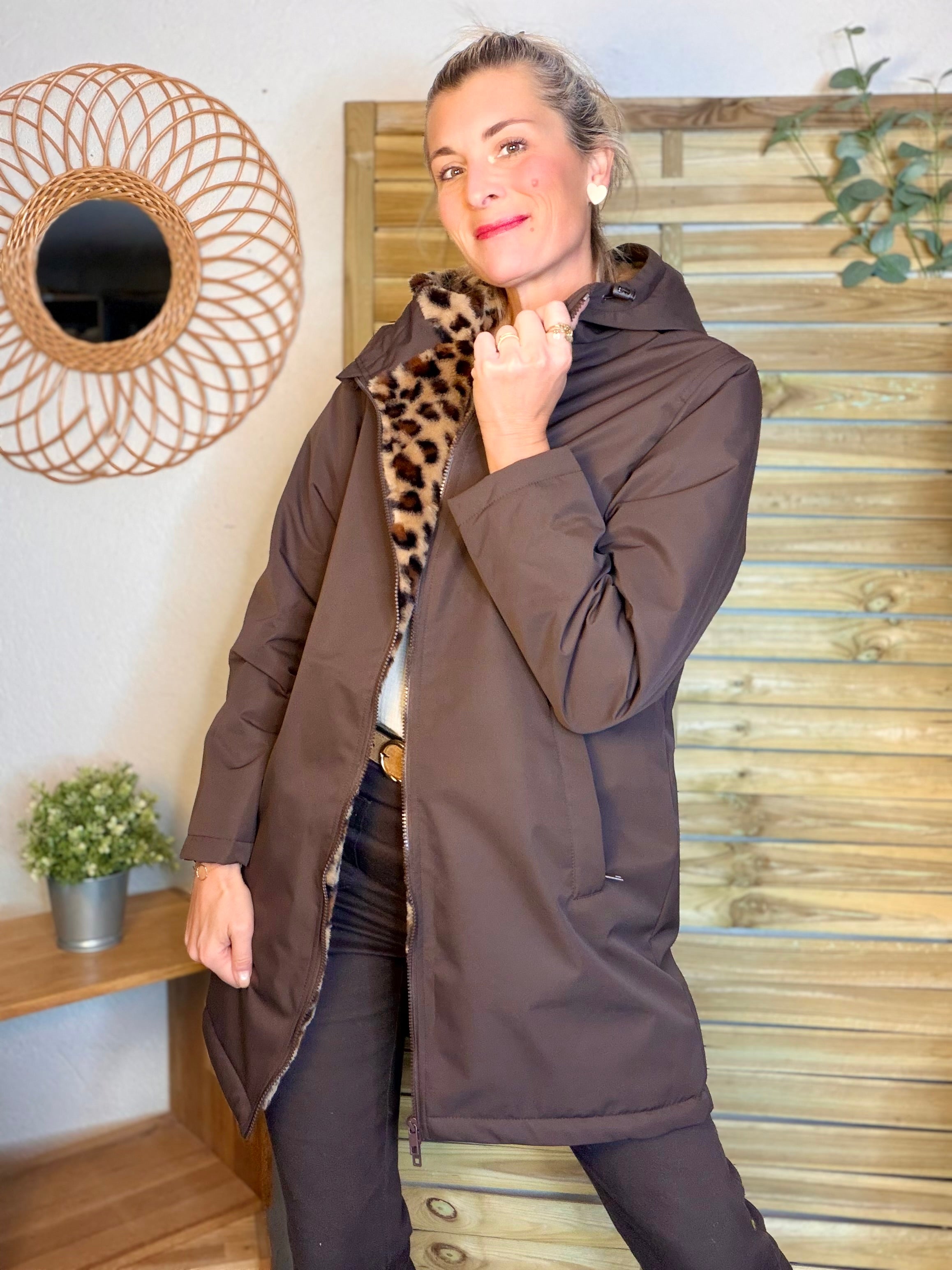 Parka déperlante fourrée Léo ALBANE -  Chocolat