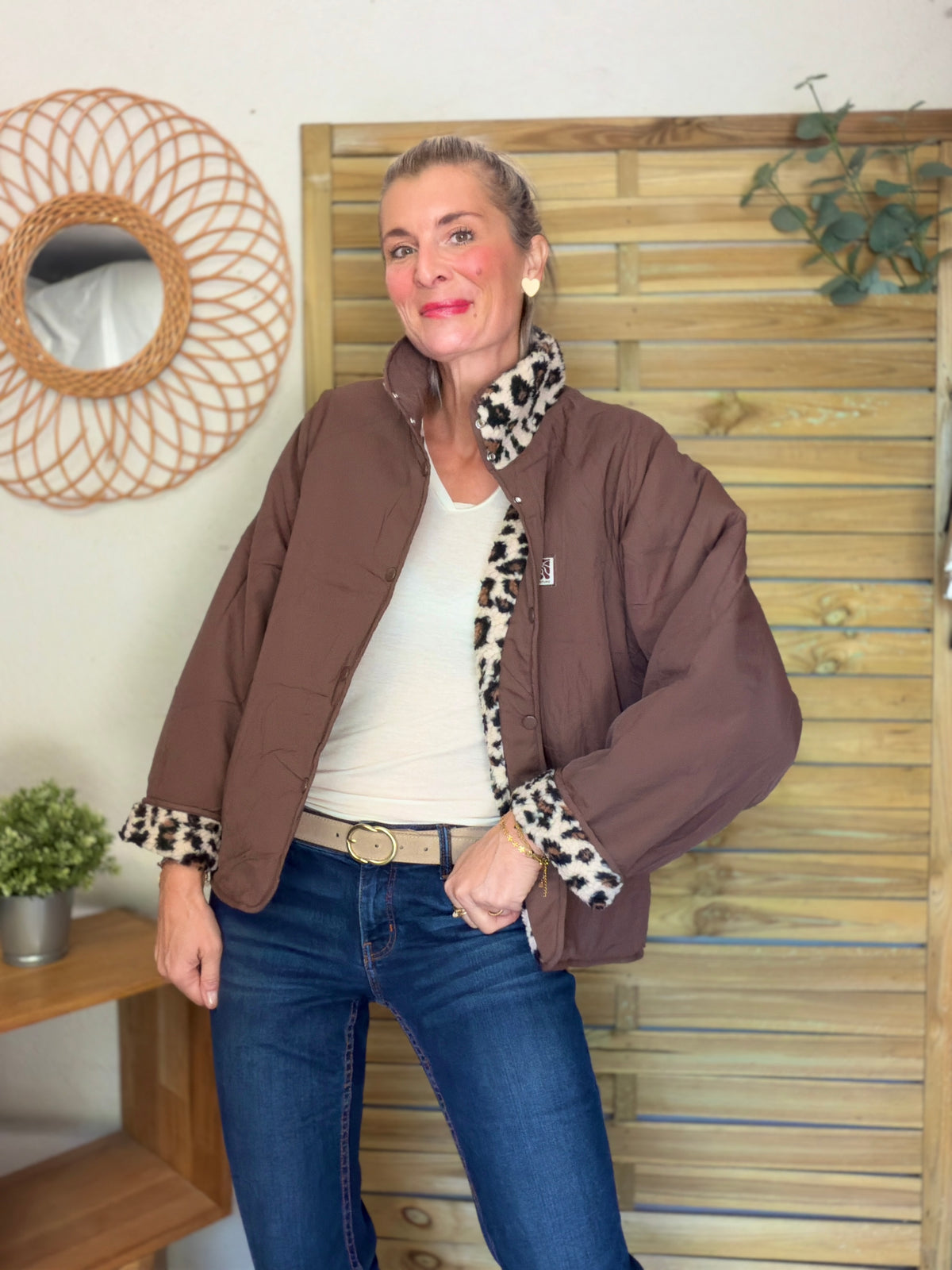Veste matelassée réversible Sherpa AMÉLIE Choco / Léo