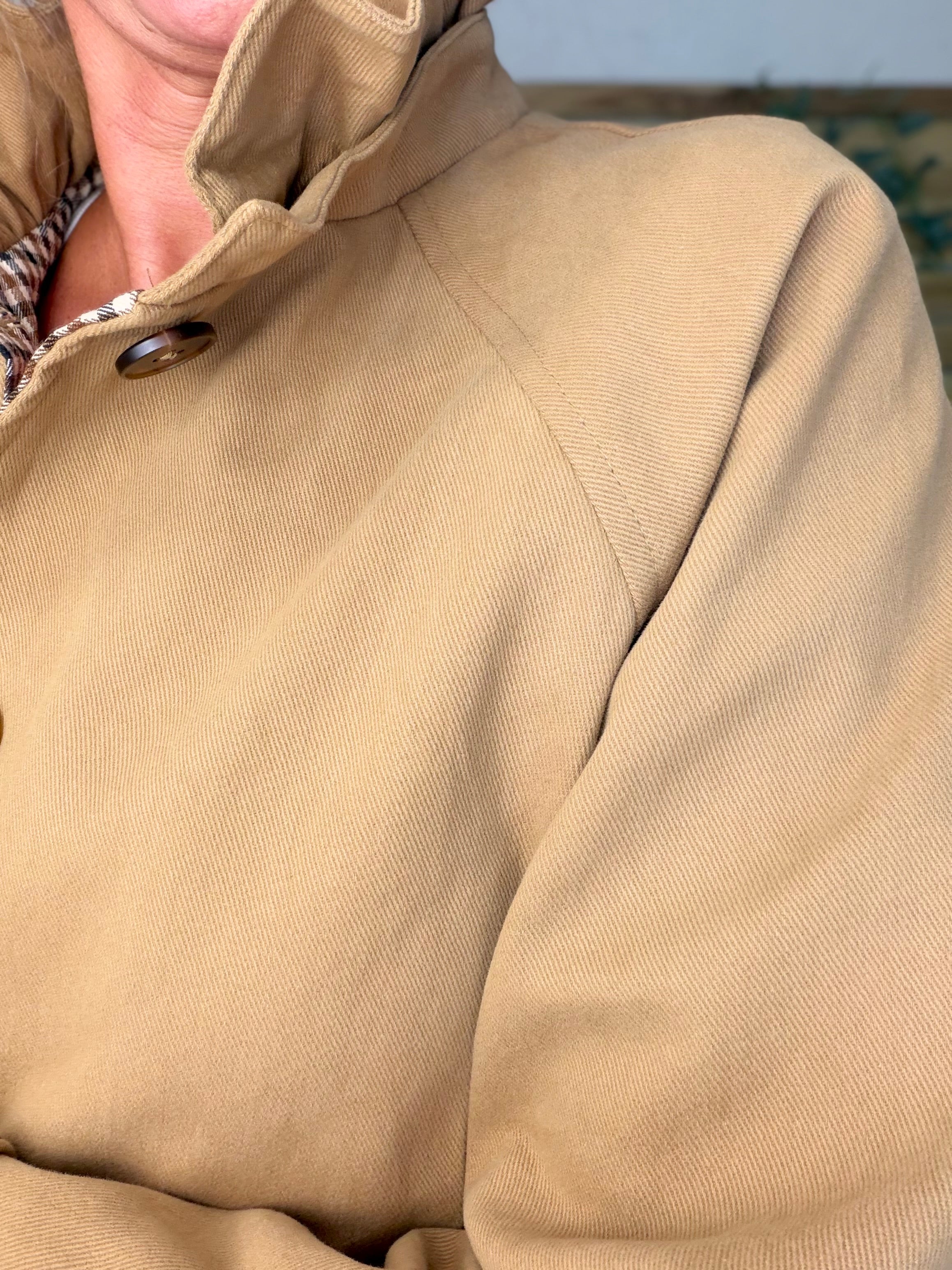 Veste toile coton col victorien avec vichy - GABY