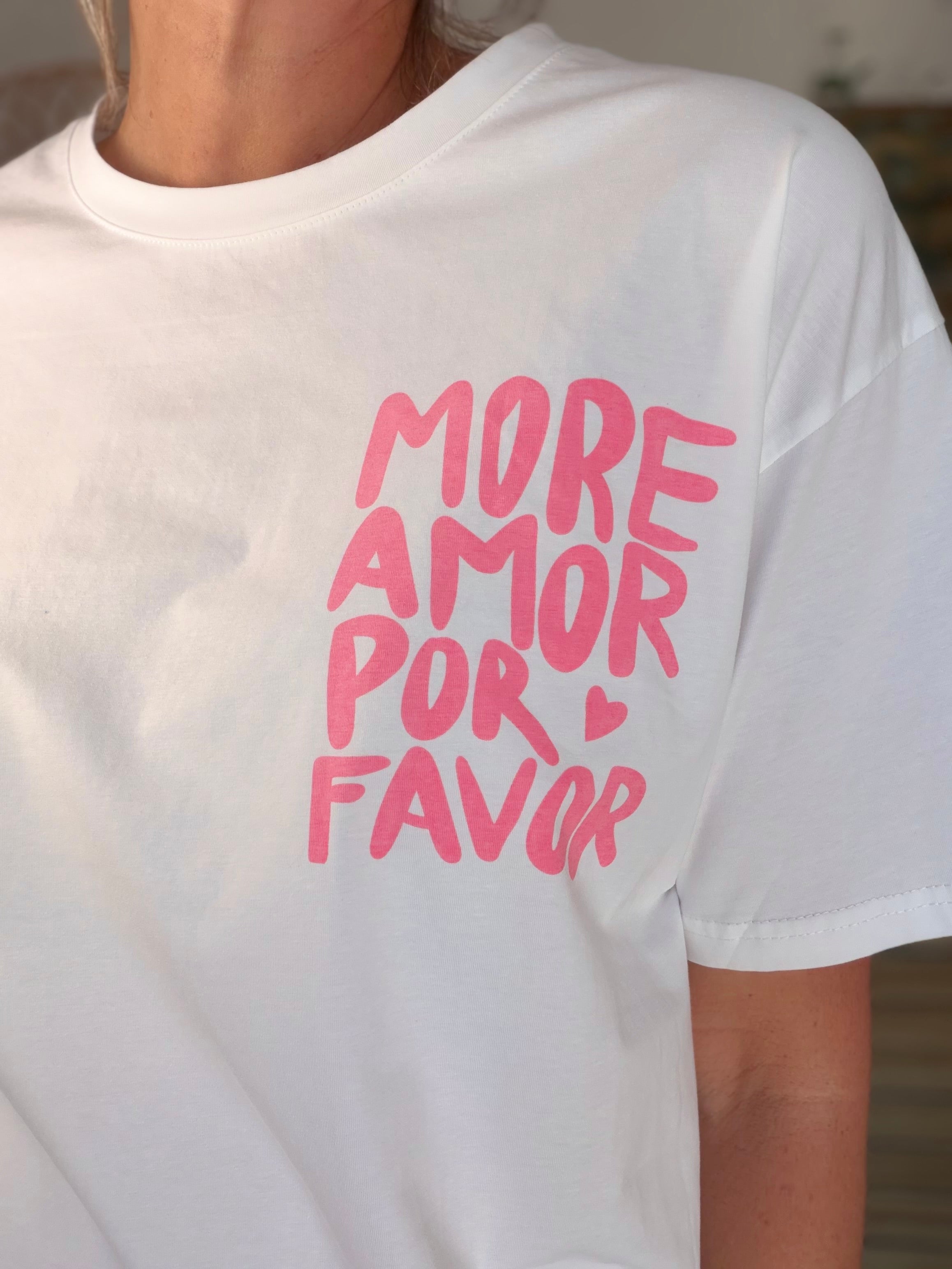 Tee shirt MORE AMOR POR FAVOR - RITA Blanc/Rose