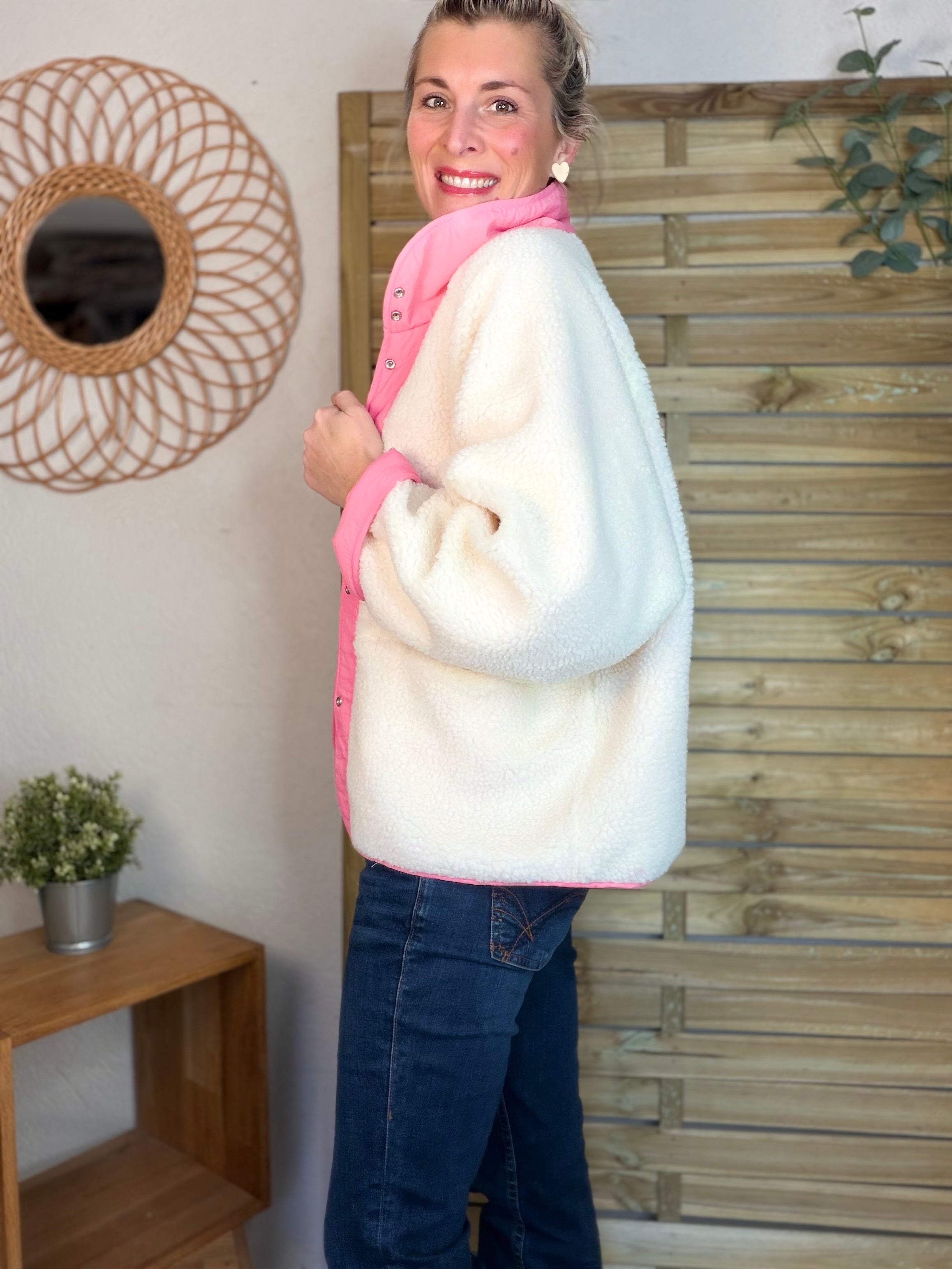 Veste matelassée réversible Sherpa AMÉLIE Rose