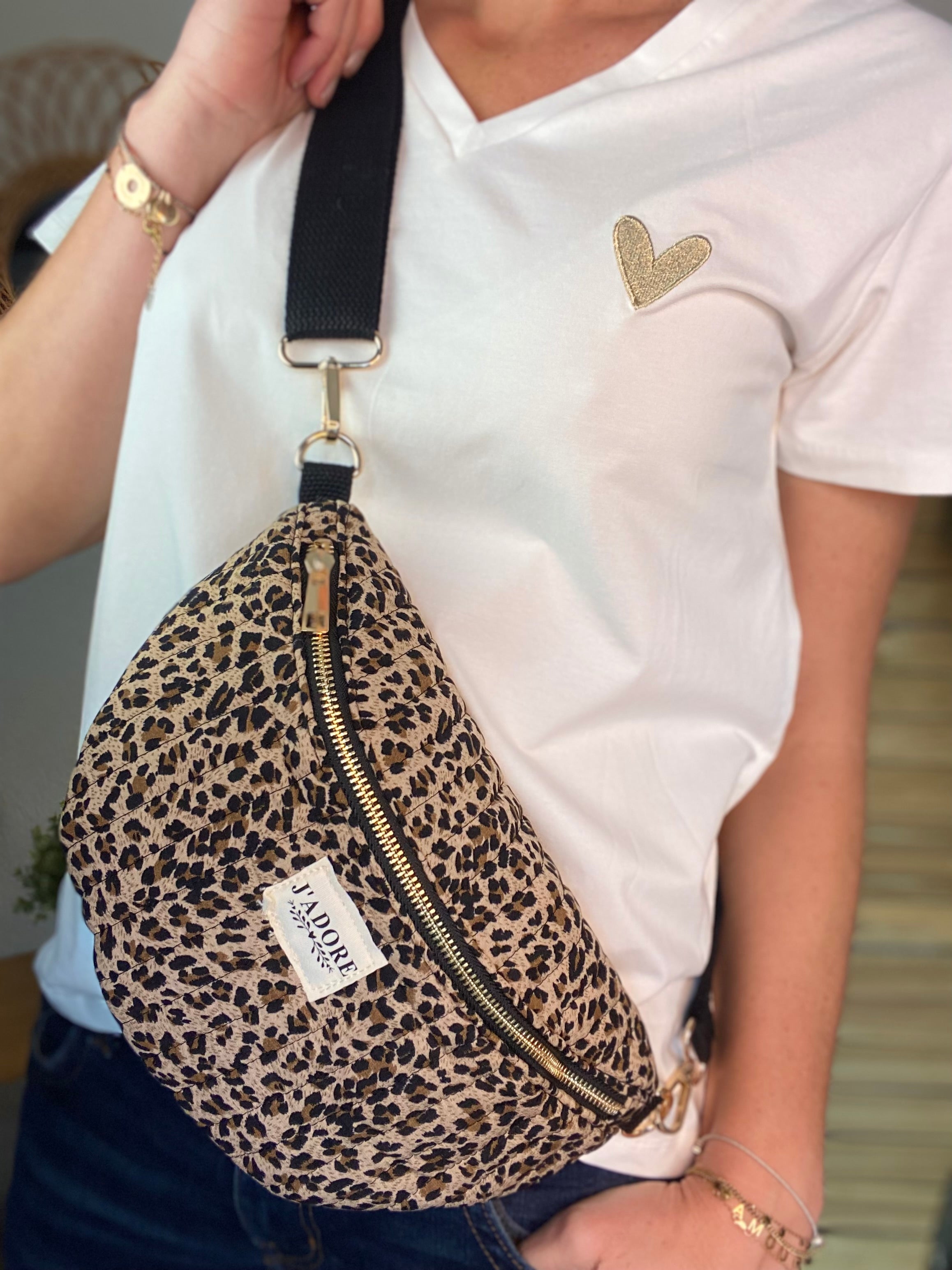 Sac banane L matelassé - JOSIE - Léo beige 🐆