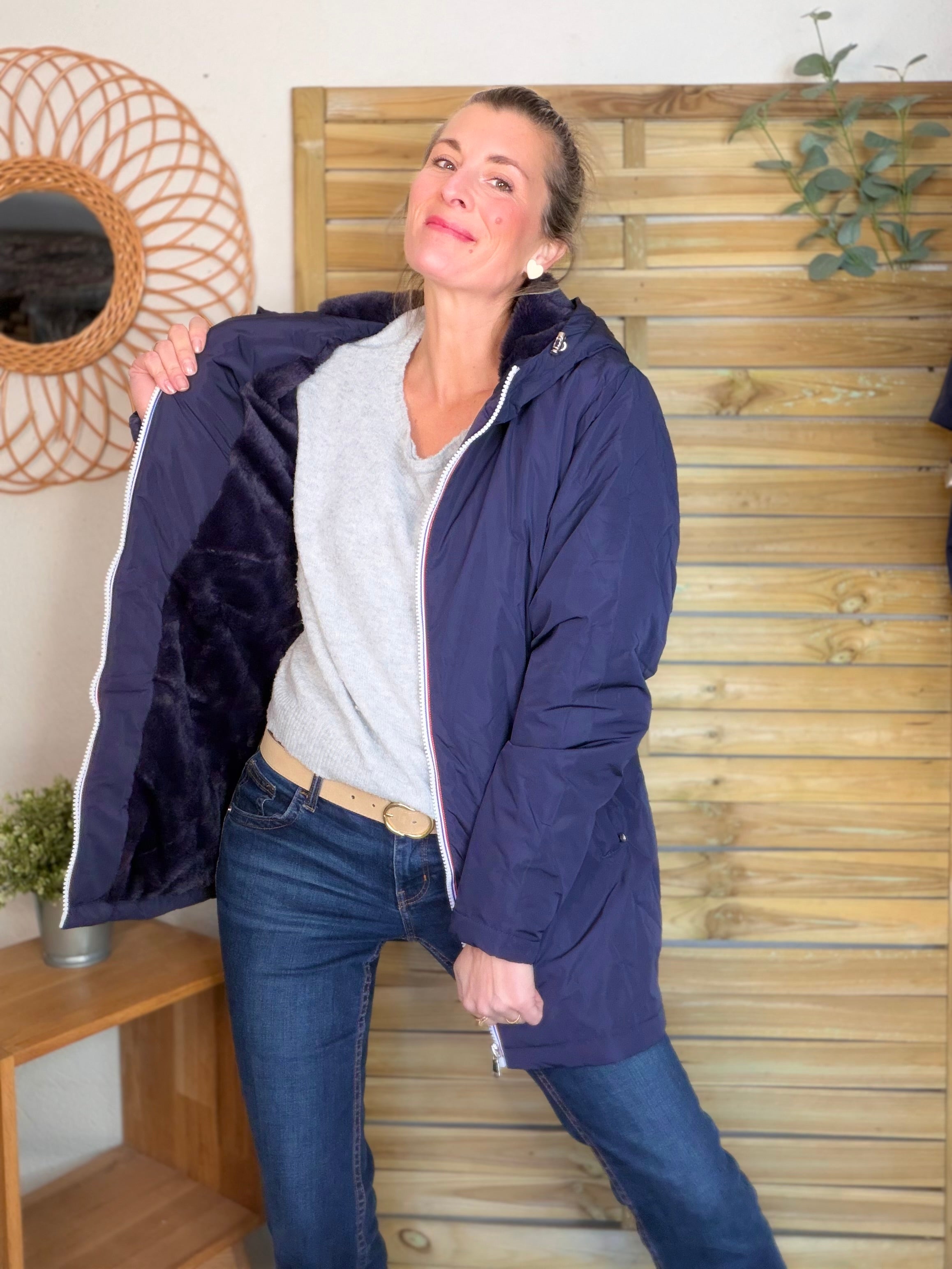 ⚡️ ARRIVAGE - Parka Imperméable fourré ALICE - Bleu marine